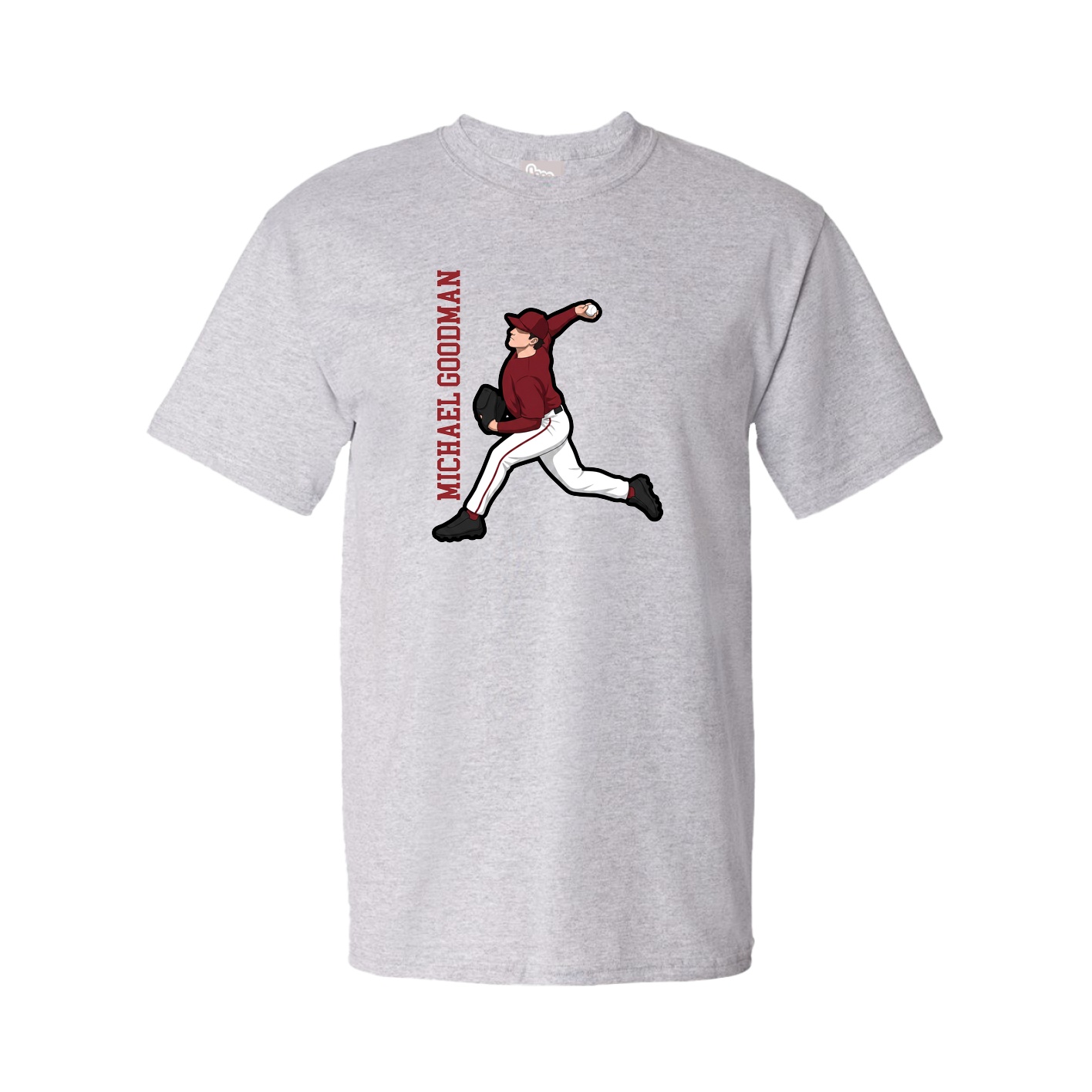 Youth Tee — Name Vertical in Grey