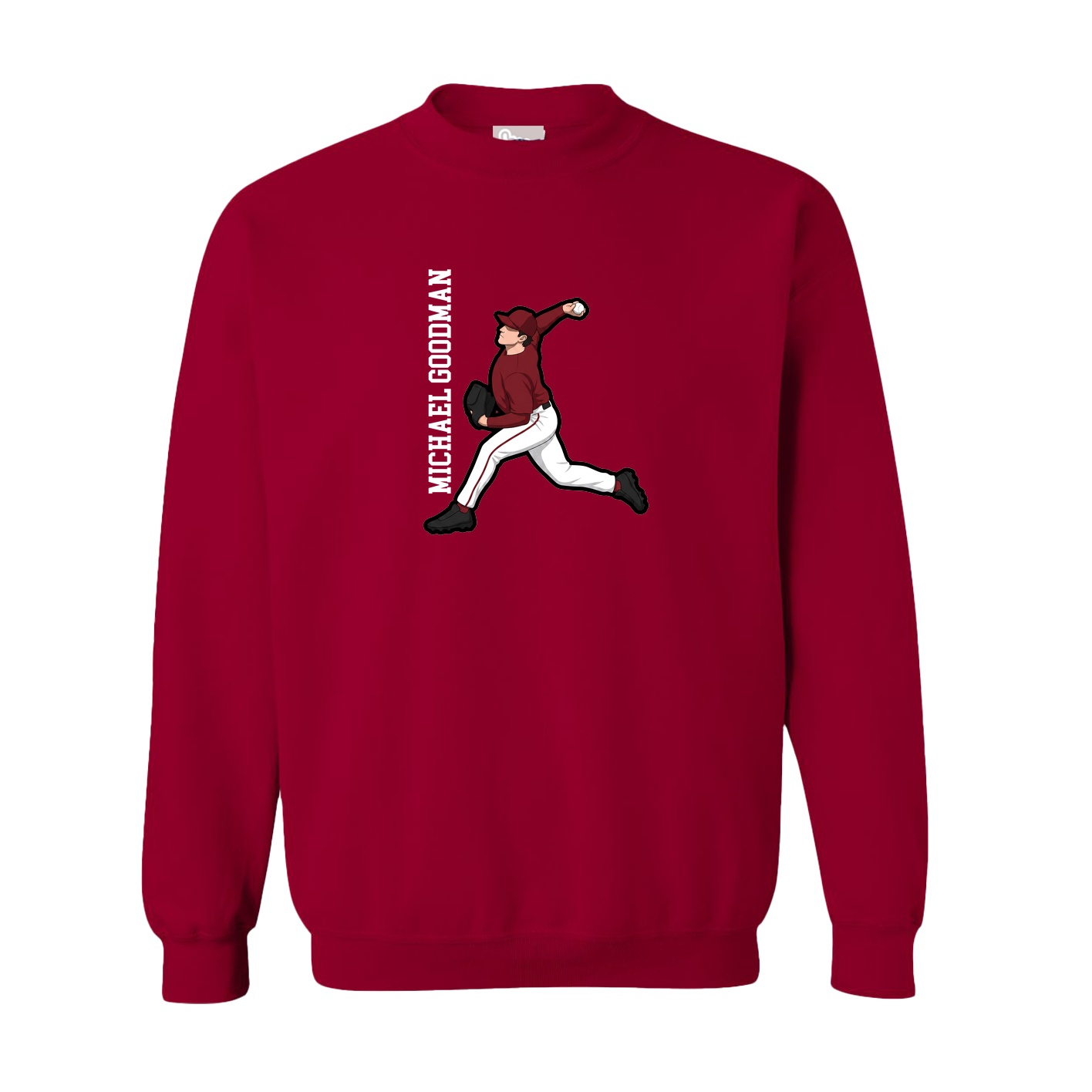 Fleece Crew — Name Vertical in Cardinal