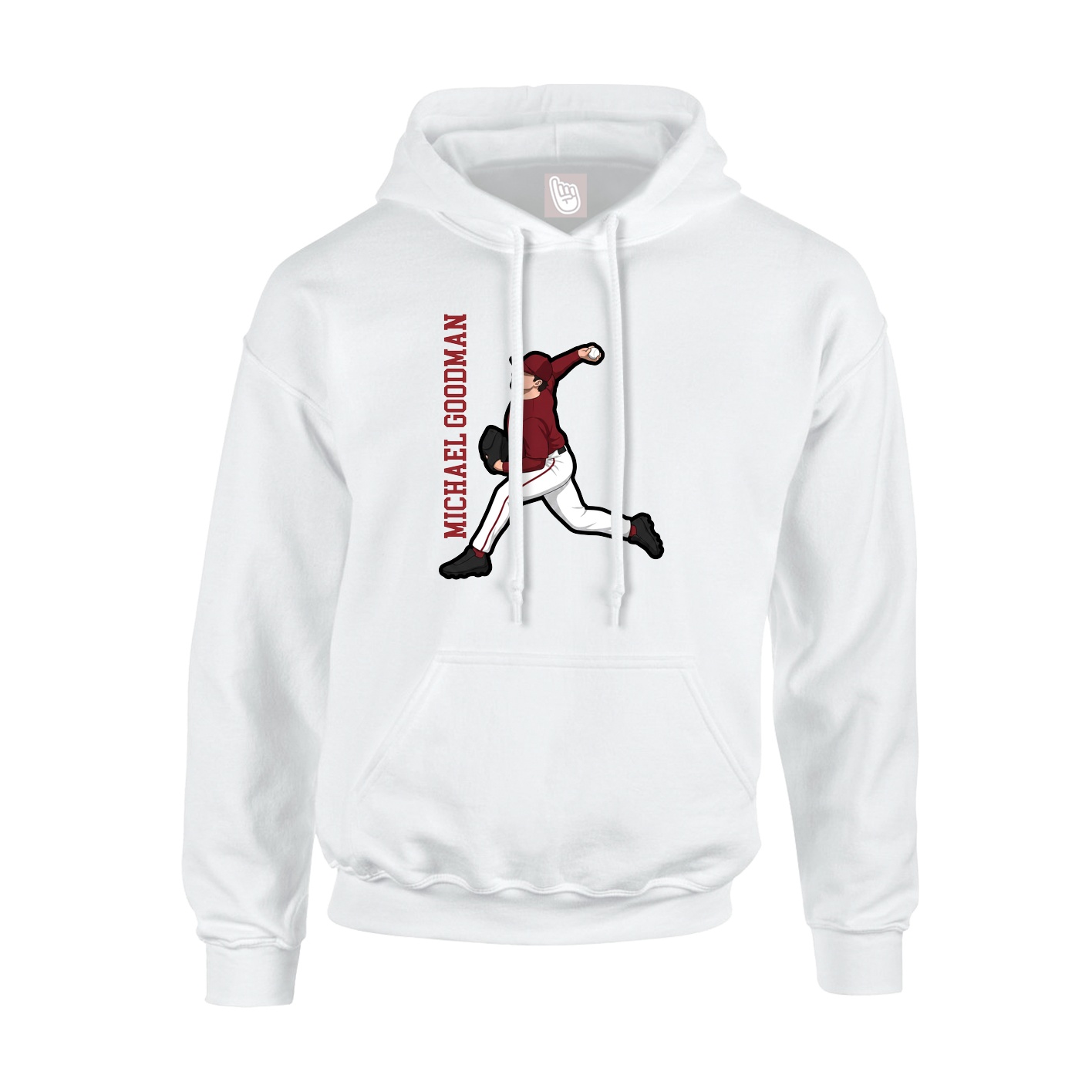 Youth Hoodie — Name Vertical in White