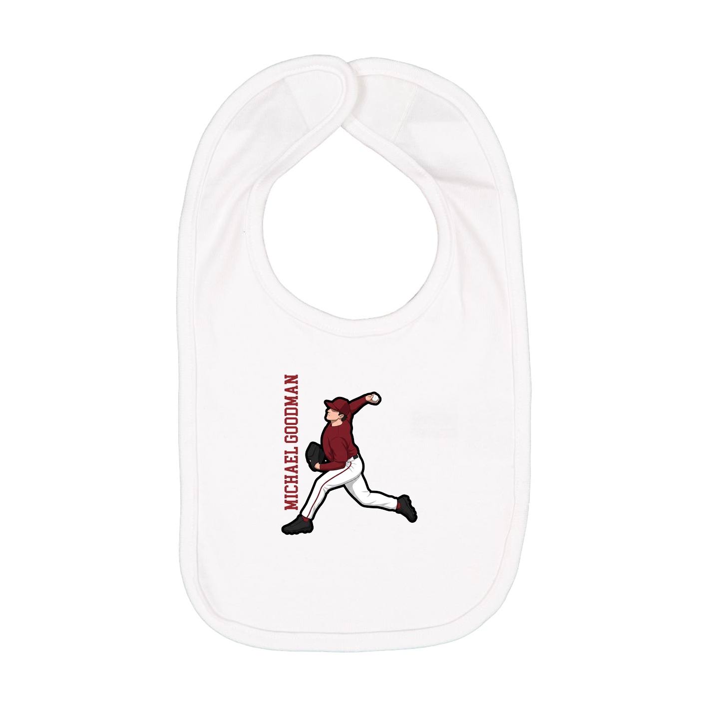 Infant Bib — Name Vertical in White