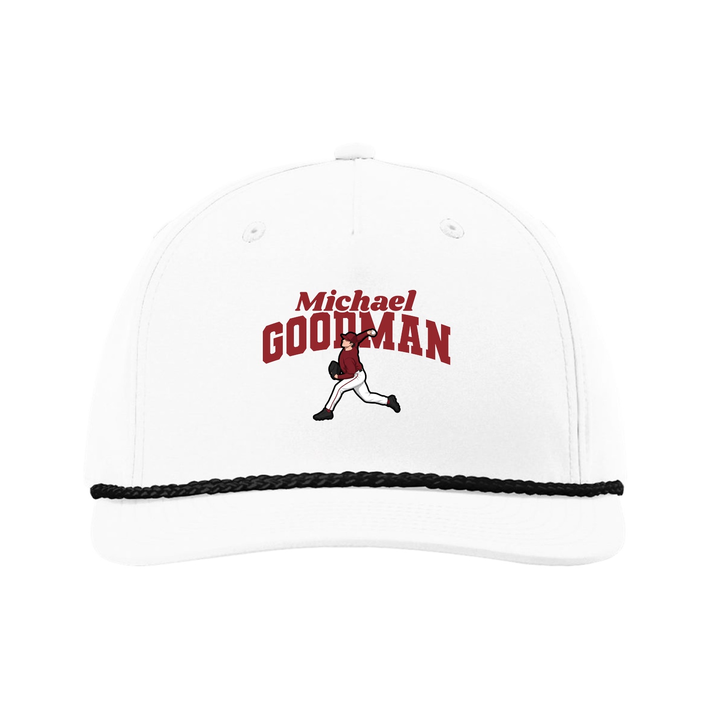 Five-Panel Classic Rope Cap — Signature Arch in White