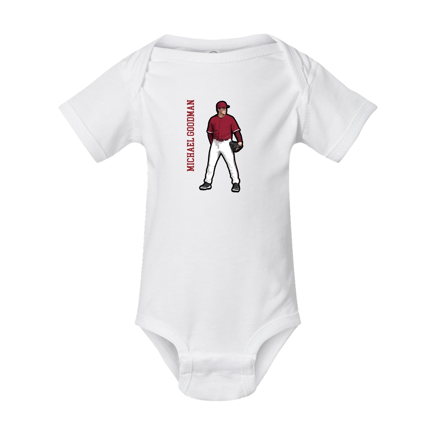 Baby Onesie — Name Vertical in White