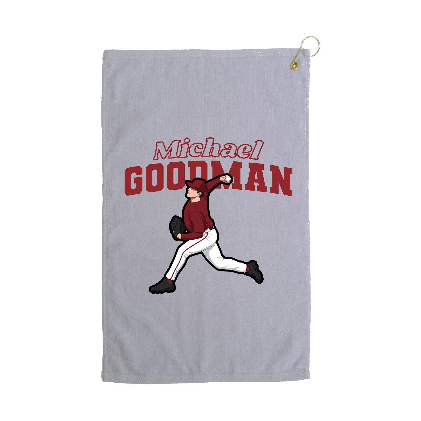 Golf Towel — Name Arch in Grey