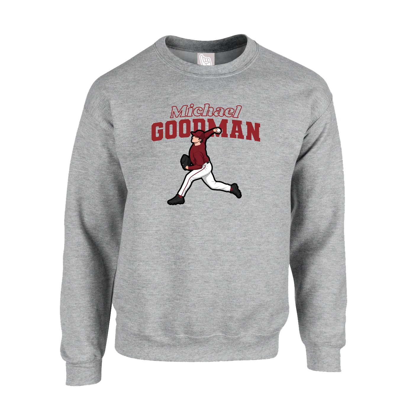 Fleece Crew — Name Arch in Grey