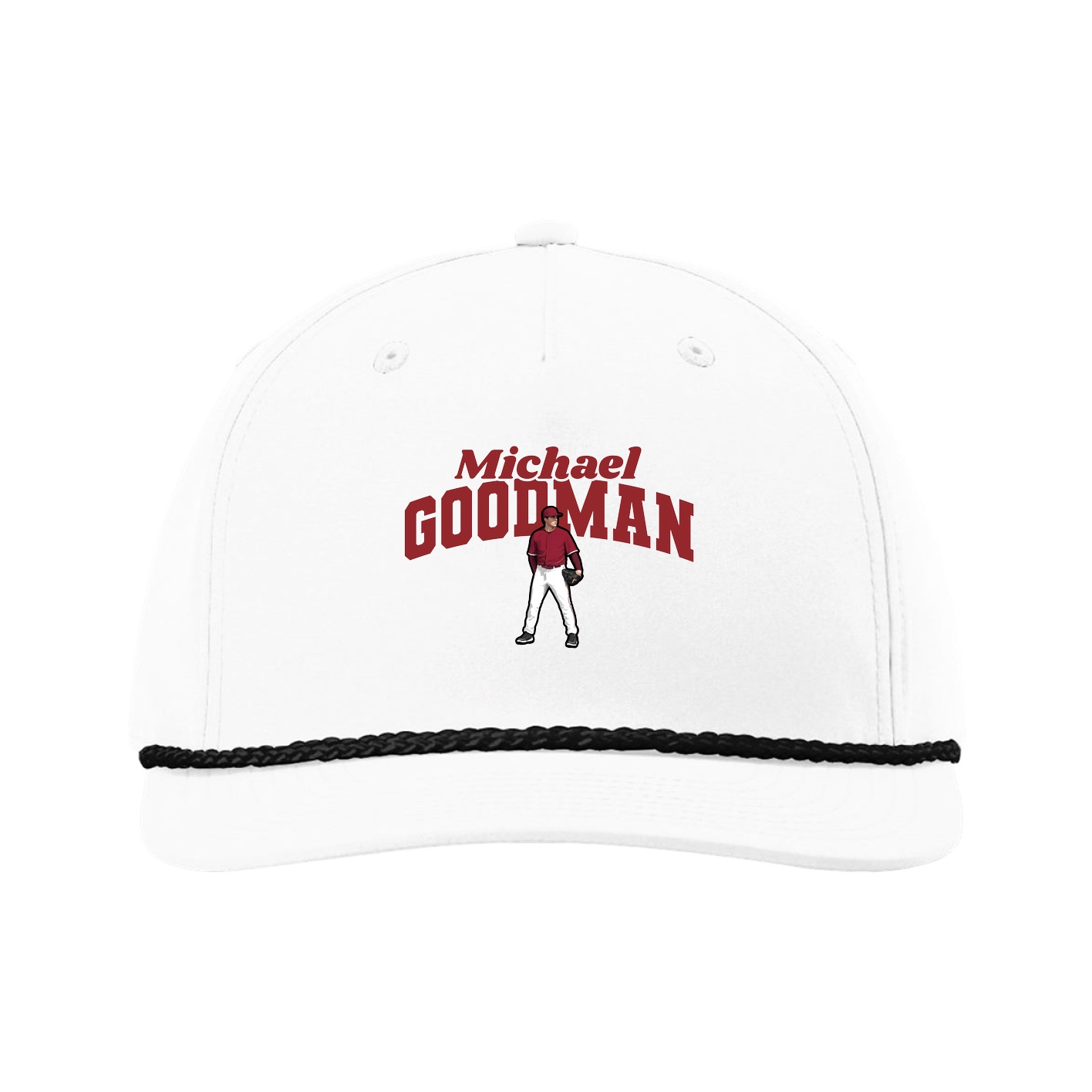 Five-Panel Classic Rope Cap — Signature Arch in White