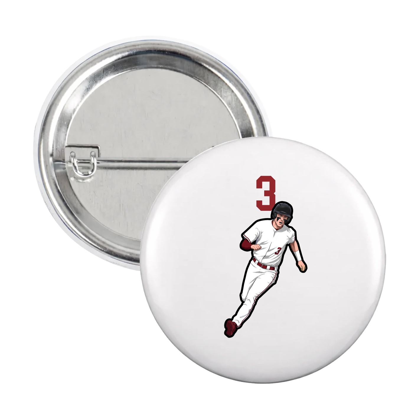 Game Day Button — Number Top in White