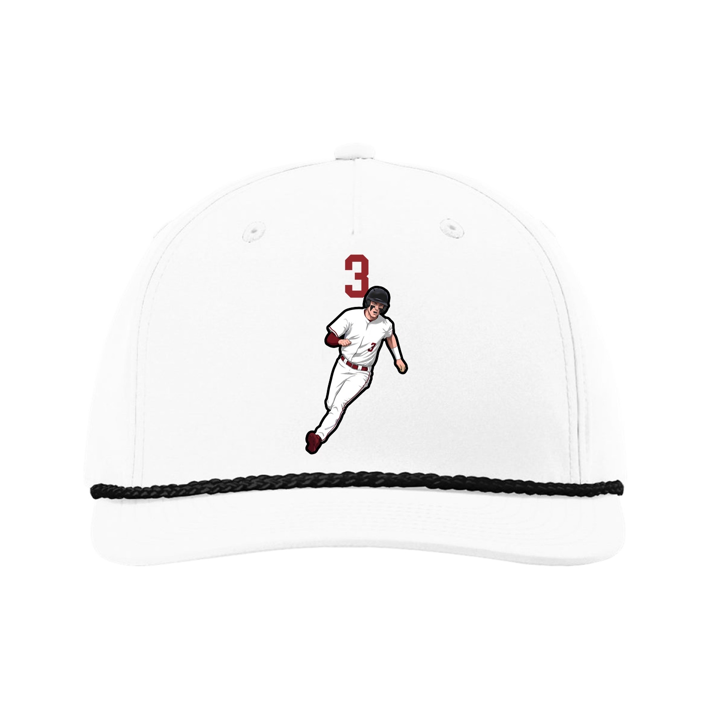 Five-Panel Classic Rope Cap — Number Top in White