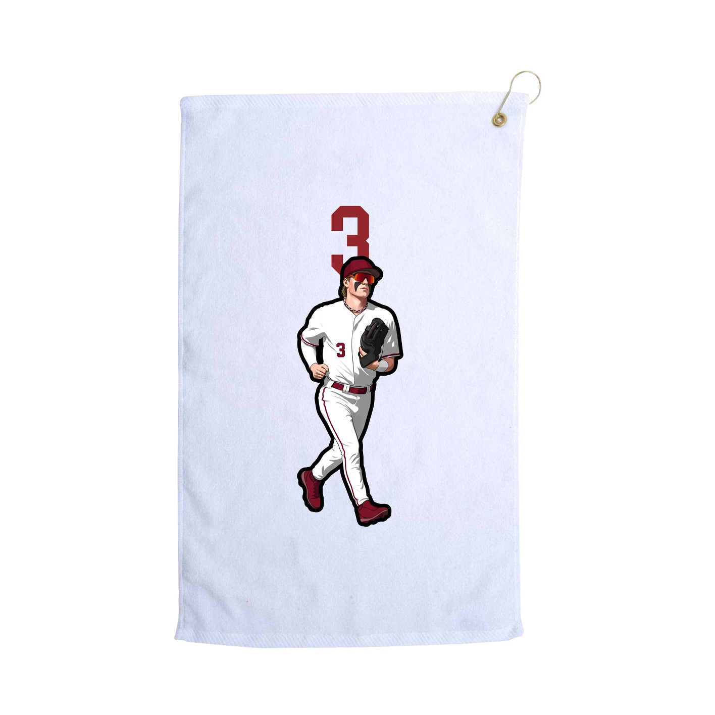 Golf Towel — Number Top in White