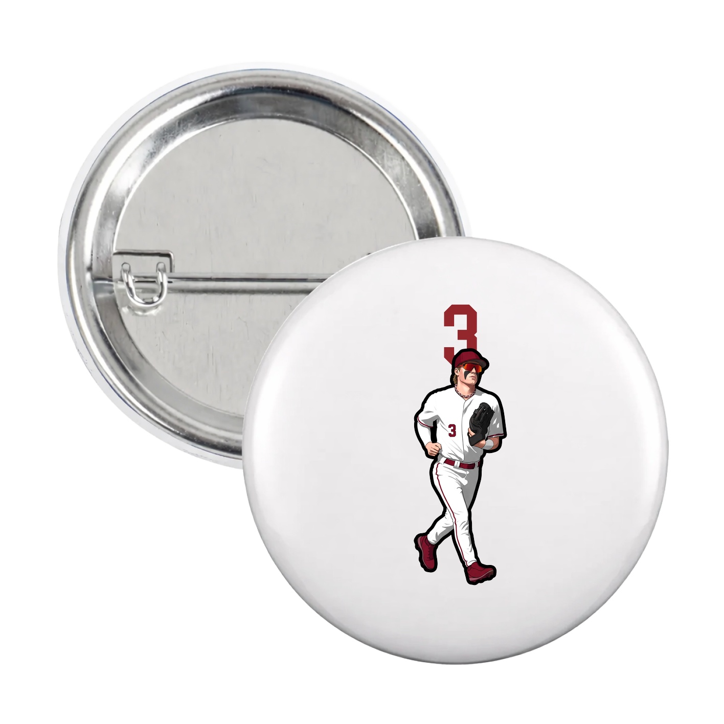 Game Day Button — Number Top in White