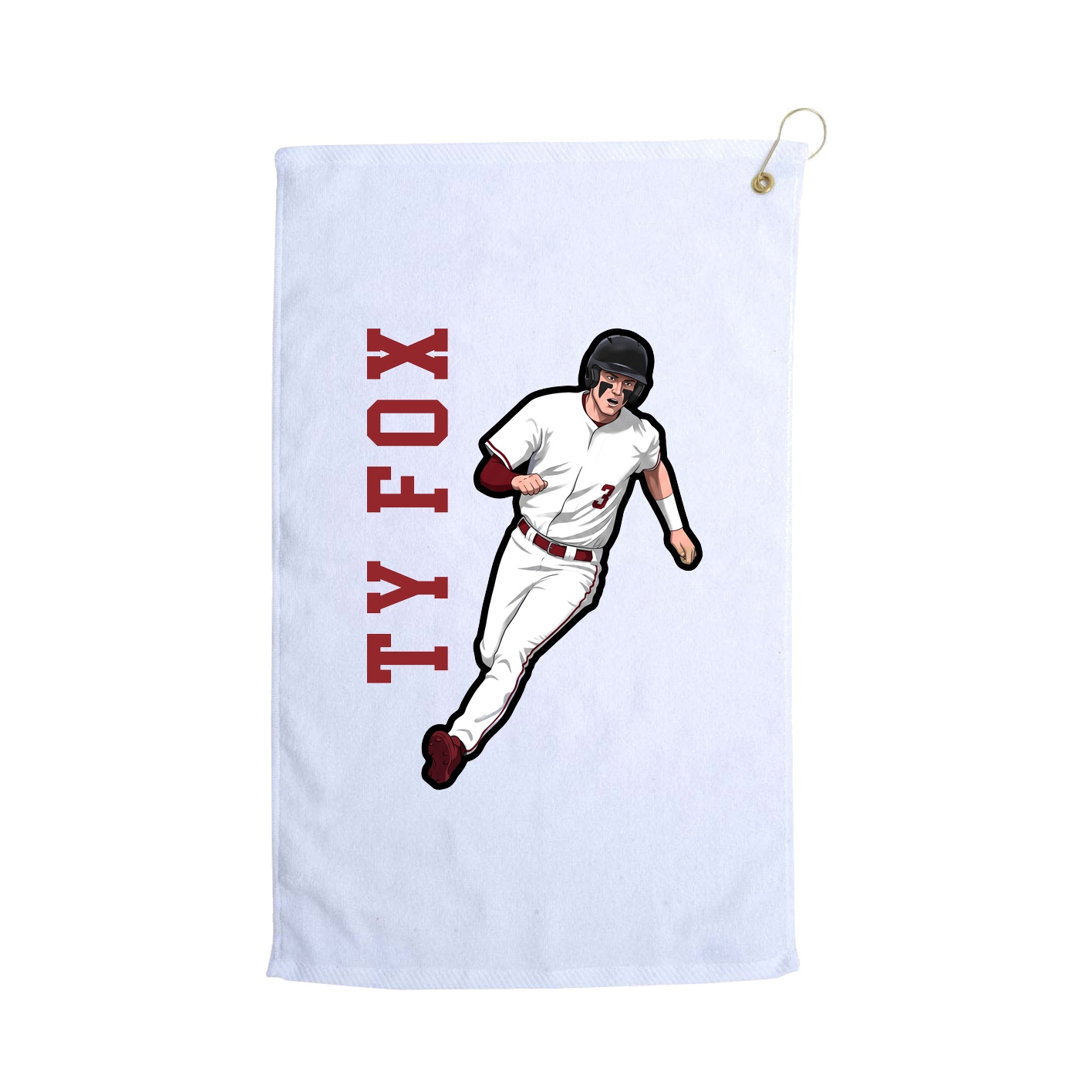 Golf Towel — Name Vertical in White