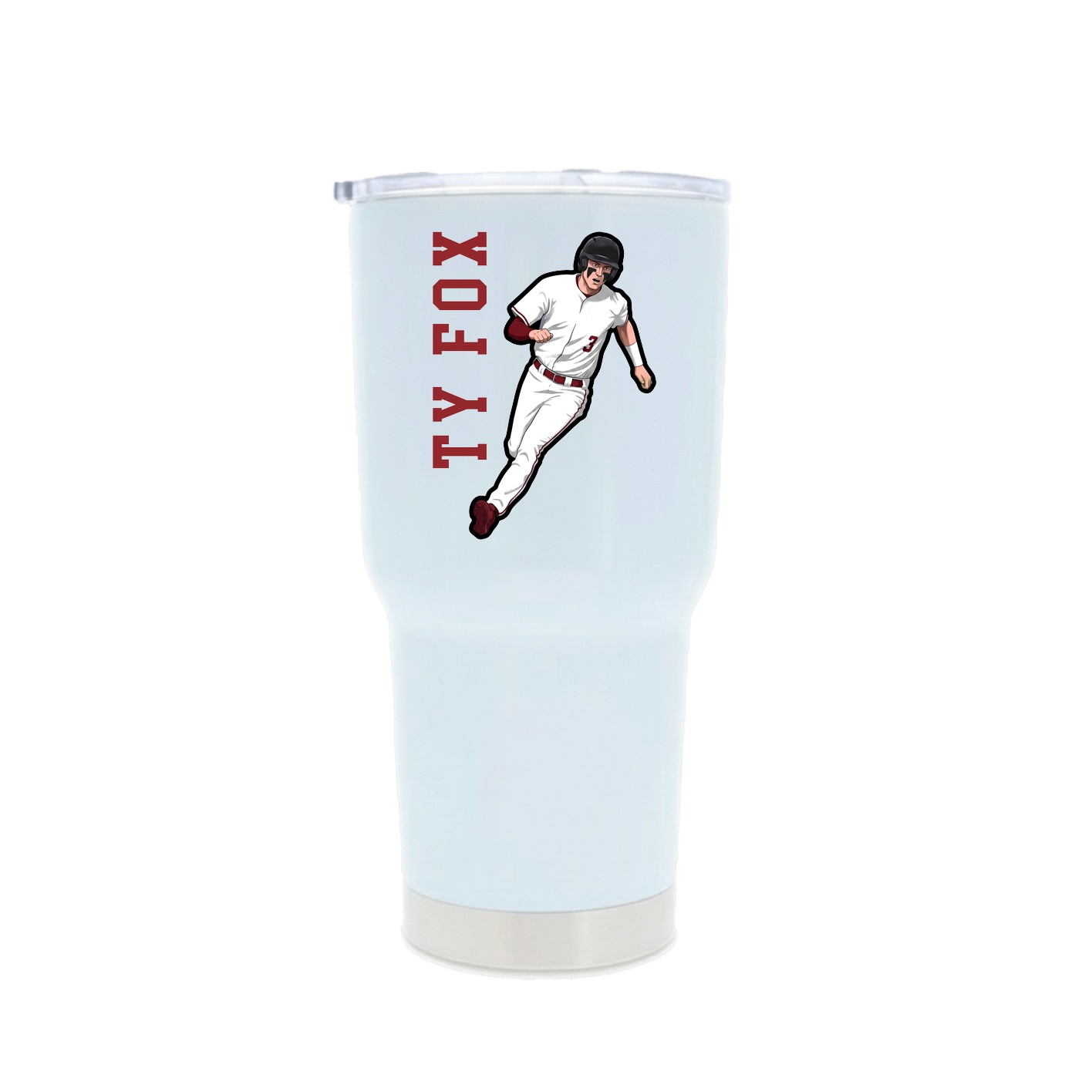 30oz Stainless Steel Tumbler — Name Vertical in White