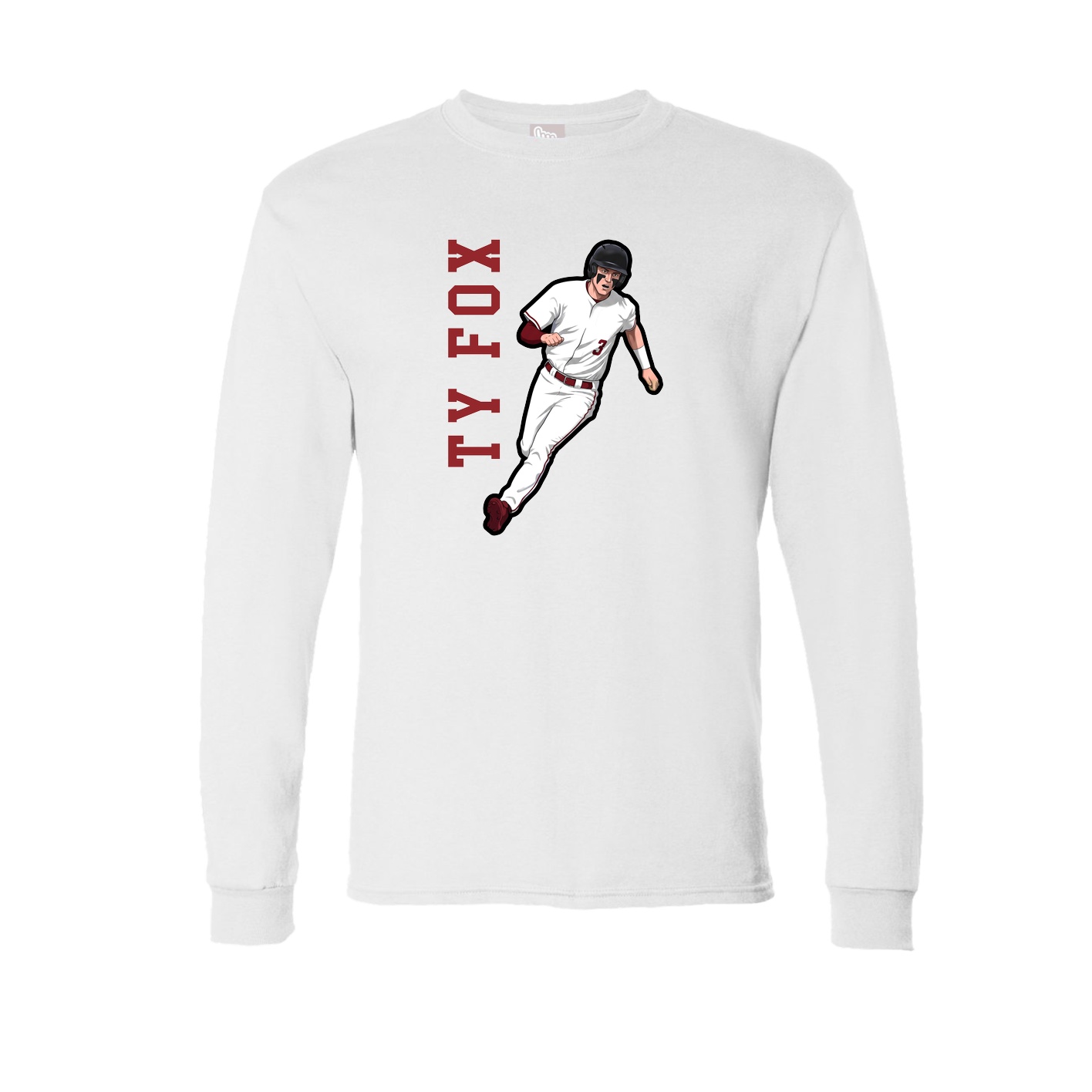 Long Sleeve Tee — Name Vertical in White