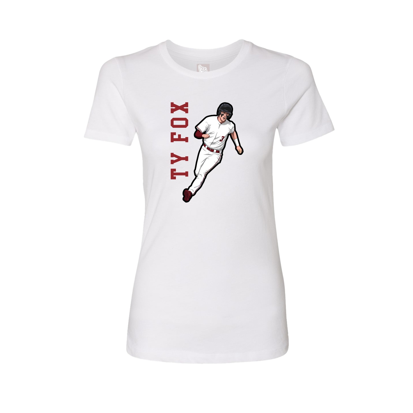 Fitted Women's Tee — Name Vertical in White