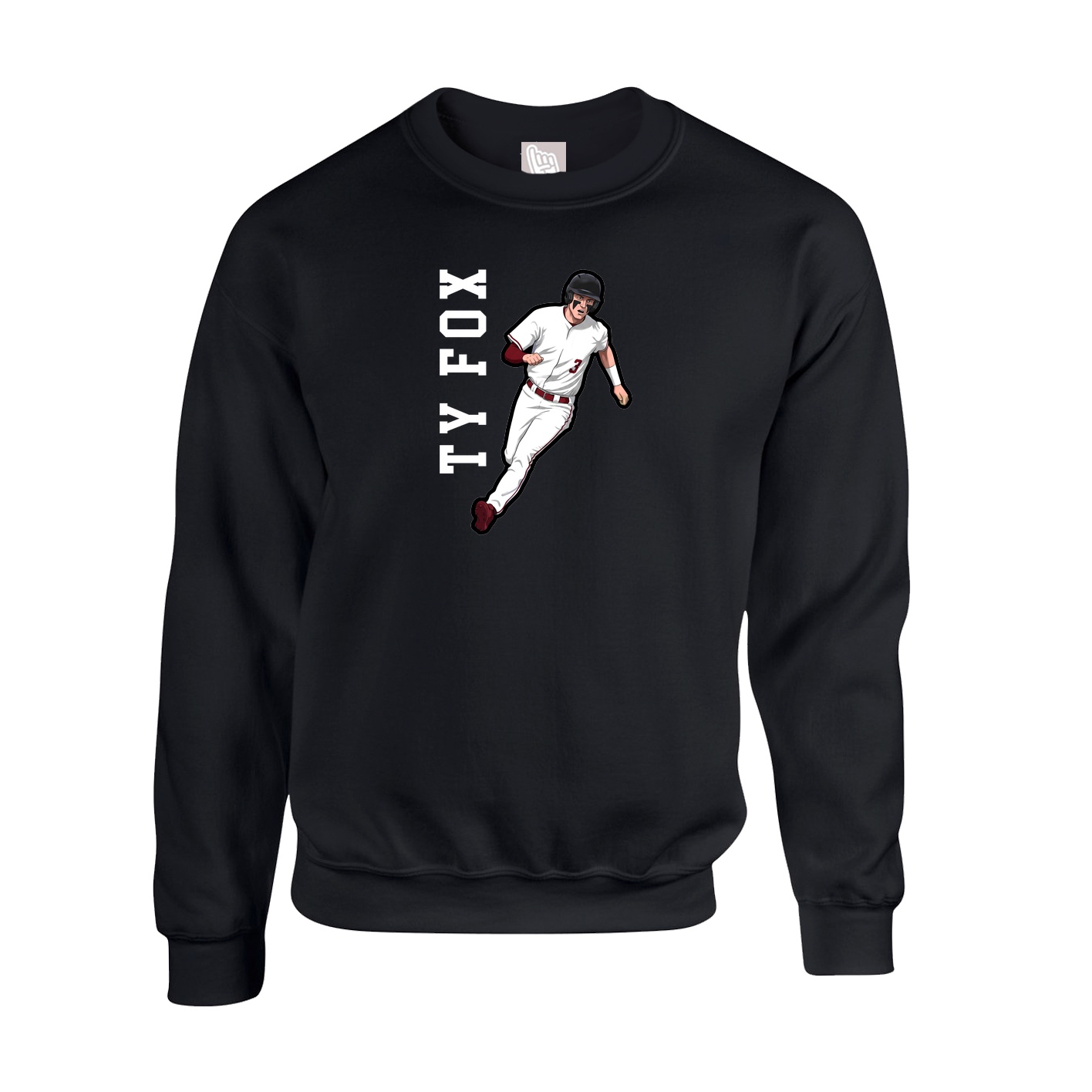 Fleece Crew — Name Vertical in Black