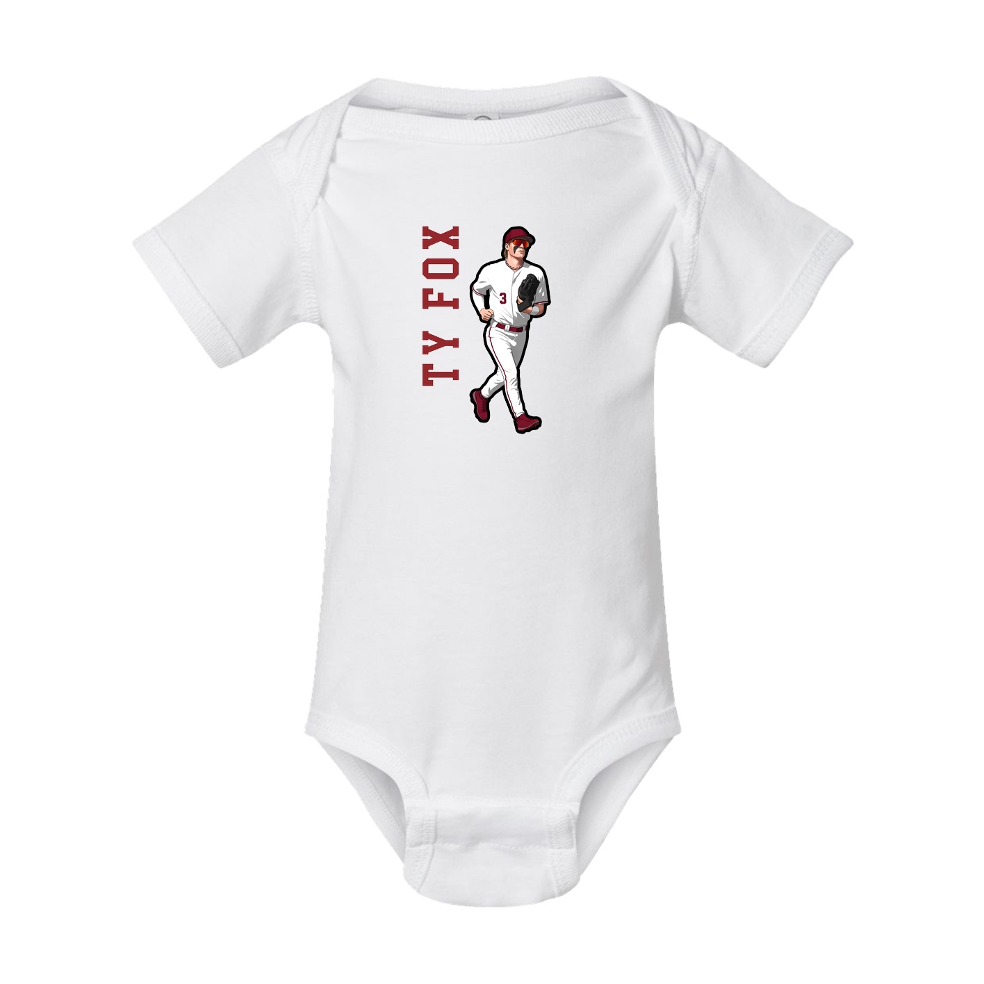 Baby Onesie — Name Vertical in White