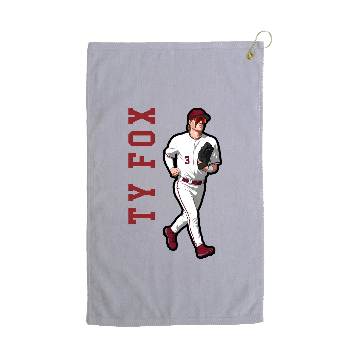 Golf Towel — Name Vertical in Grey
