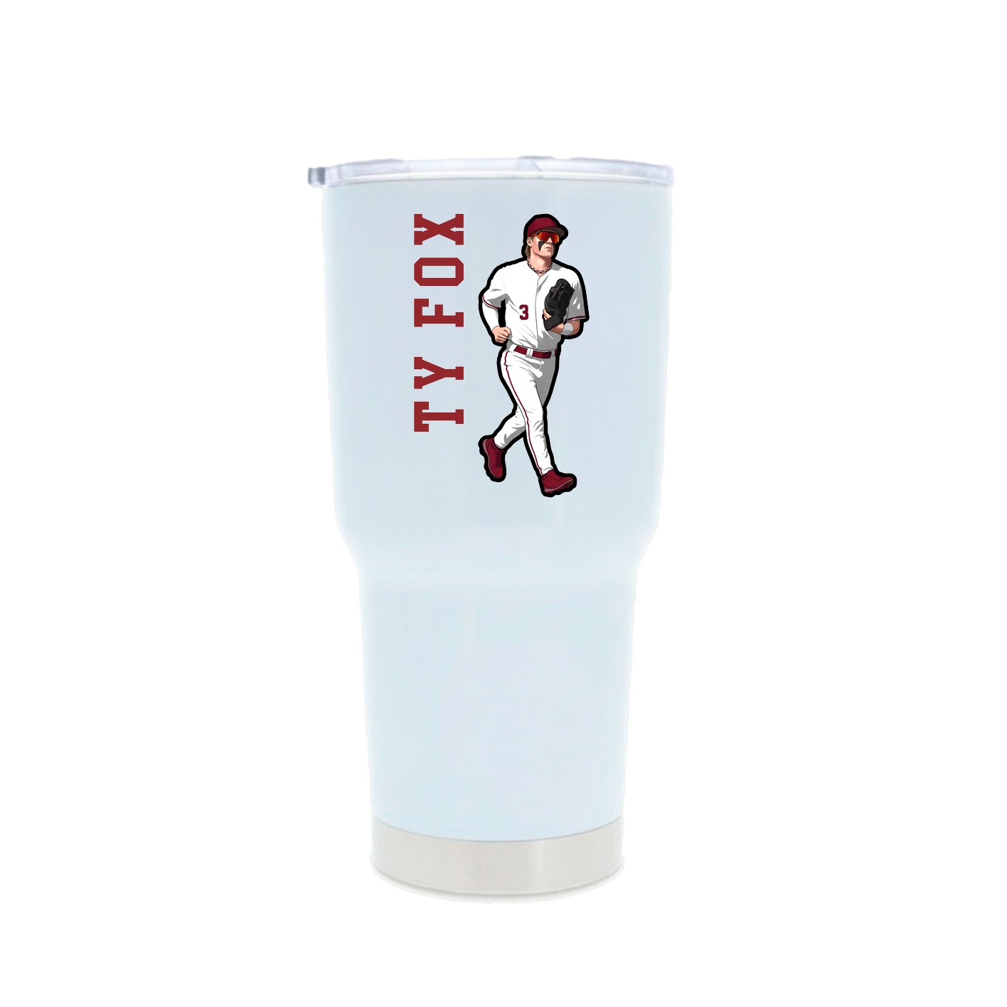 30oz Stainless Steel Tumbler — Name Vertical in White