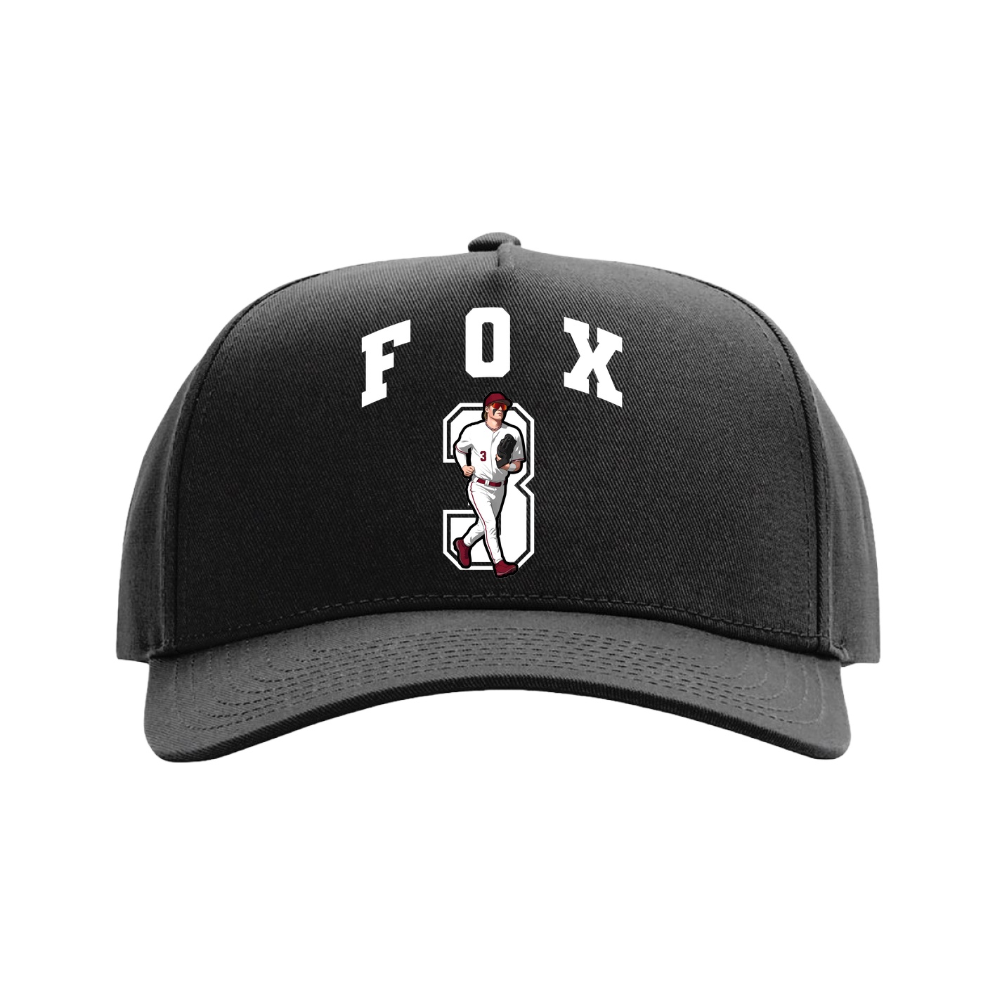 Full Fabric Five-Panel Champ Cap — Number in Black