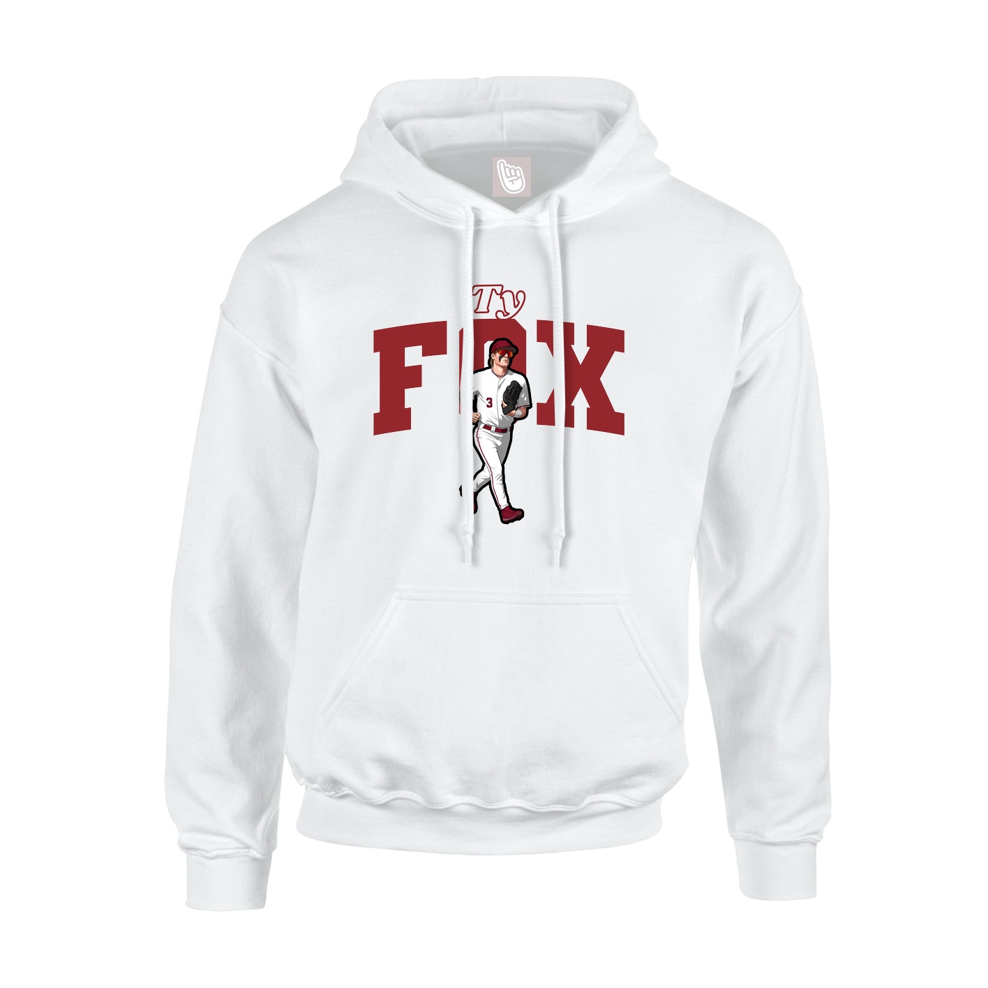 Youth Hoodie — Name Arch in White