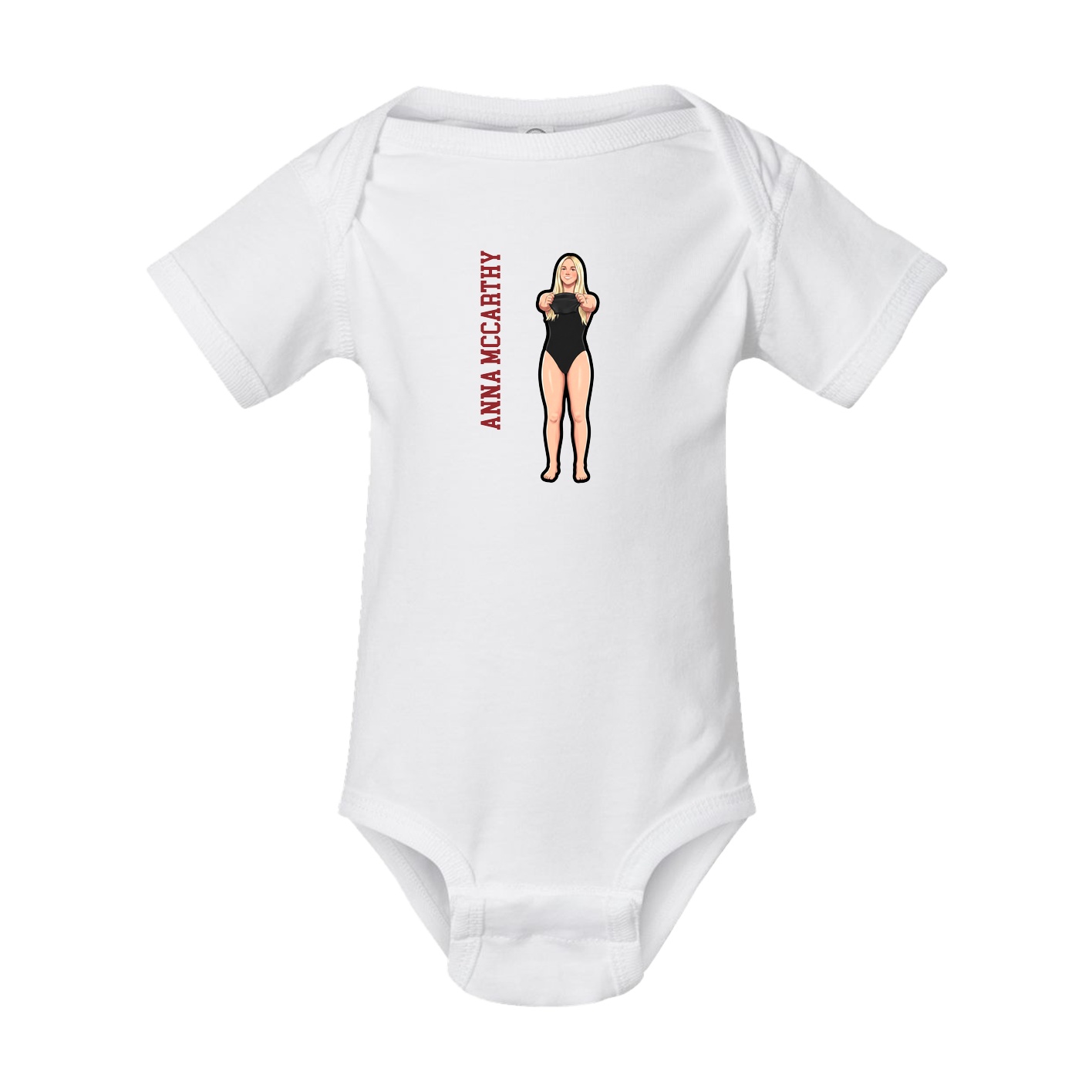Baby Onesie — Name Vertical in White