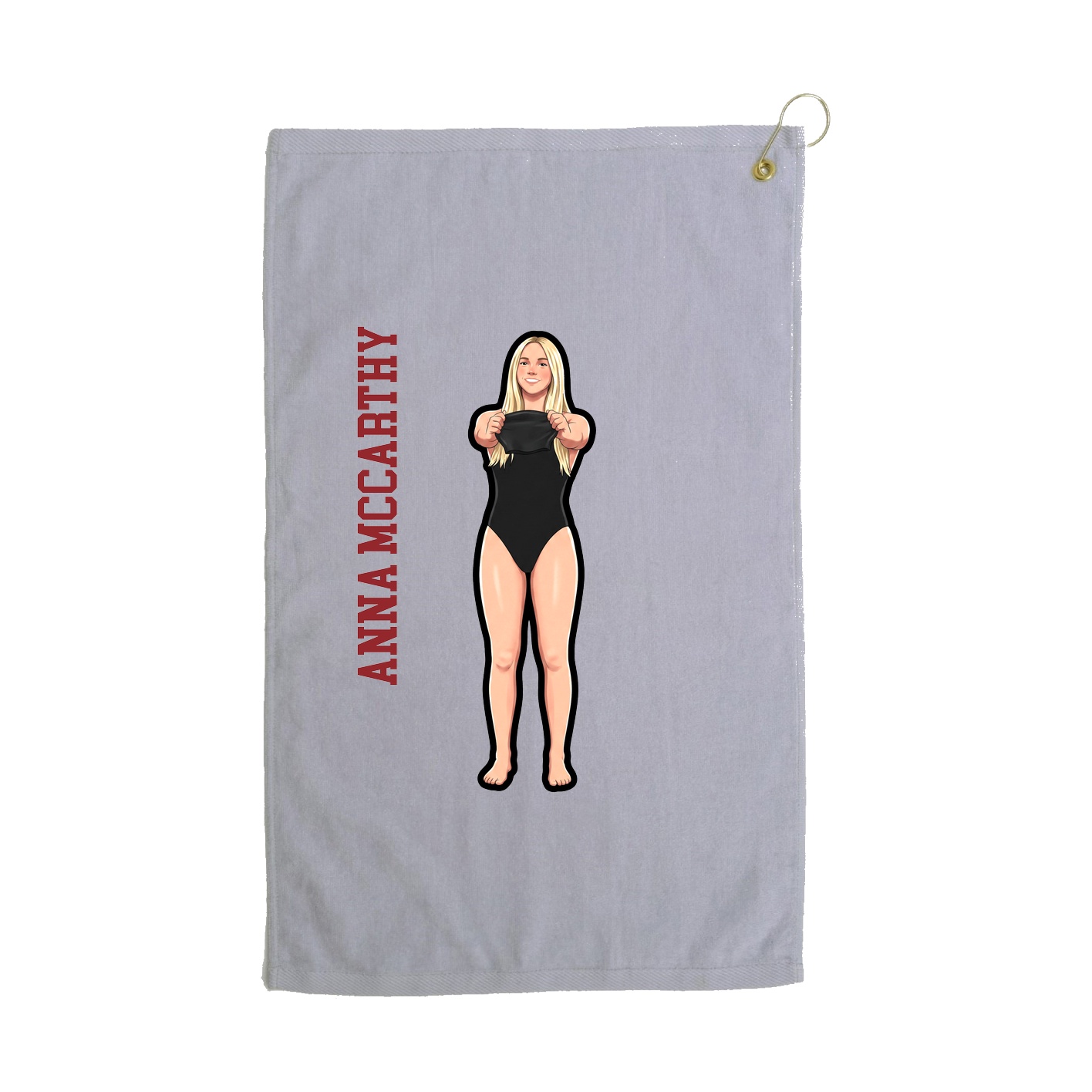 Golf Towel — Name Vertical in Grey