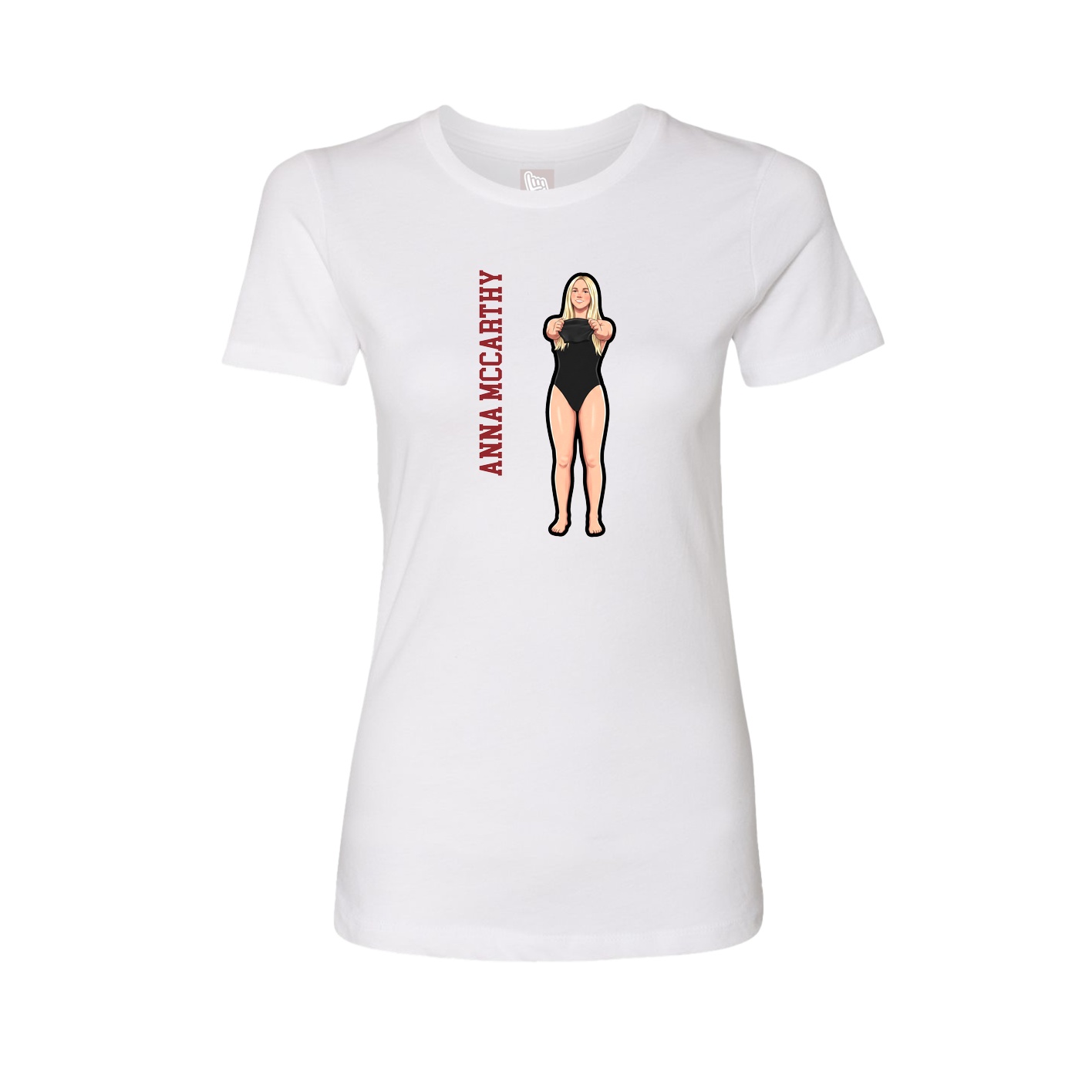 Fitted Women's Tee — Name Vertical in White