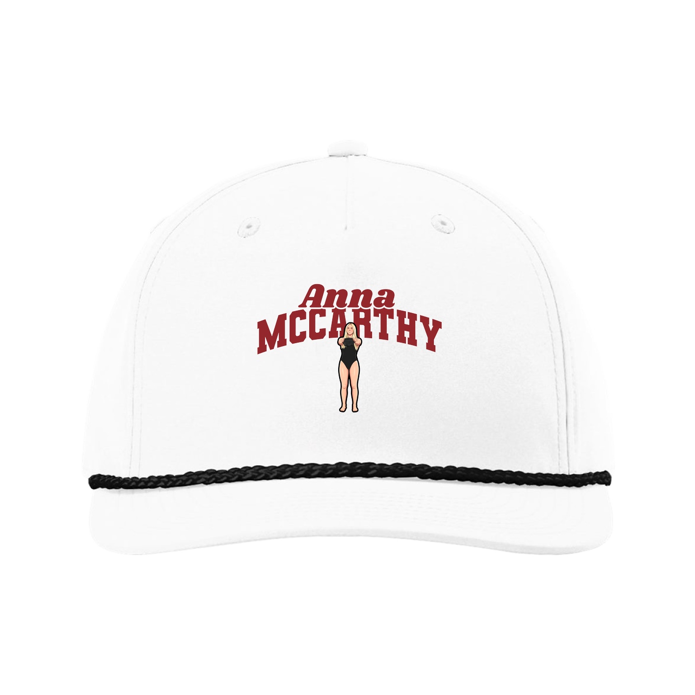 Five-Panel Classic Rope Cap — Signature Arch in White