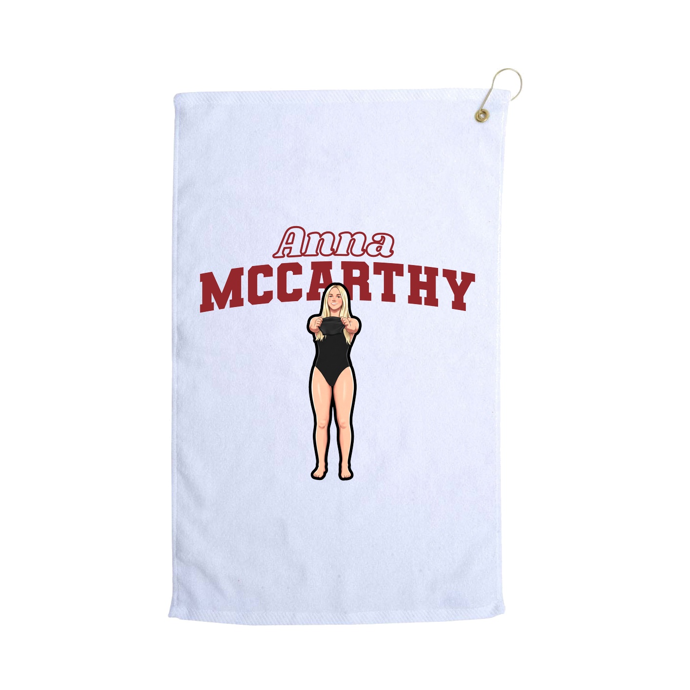 Golf Towel — Name Arch in White