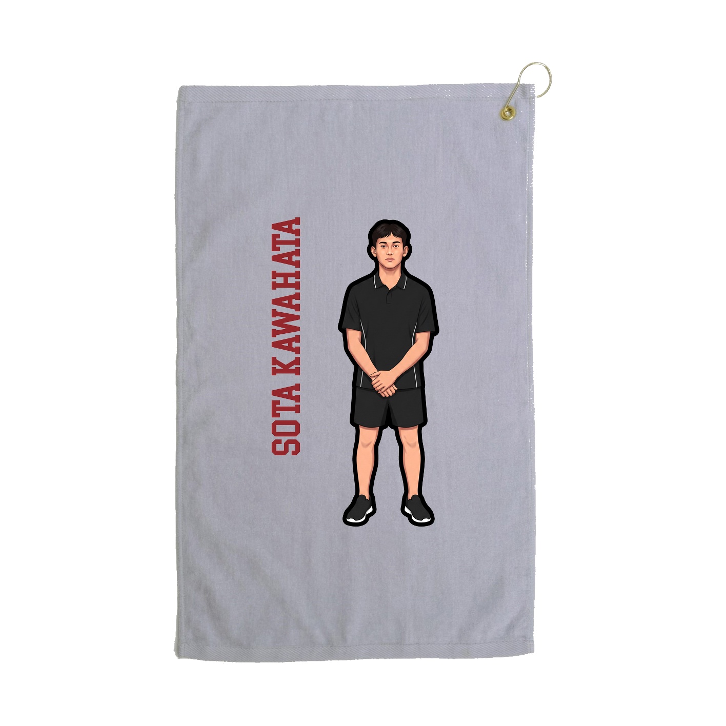 Golf Towel — Name Vertical in Grey