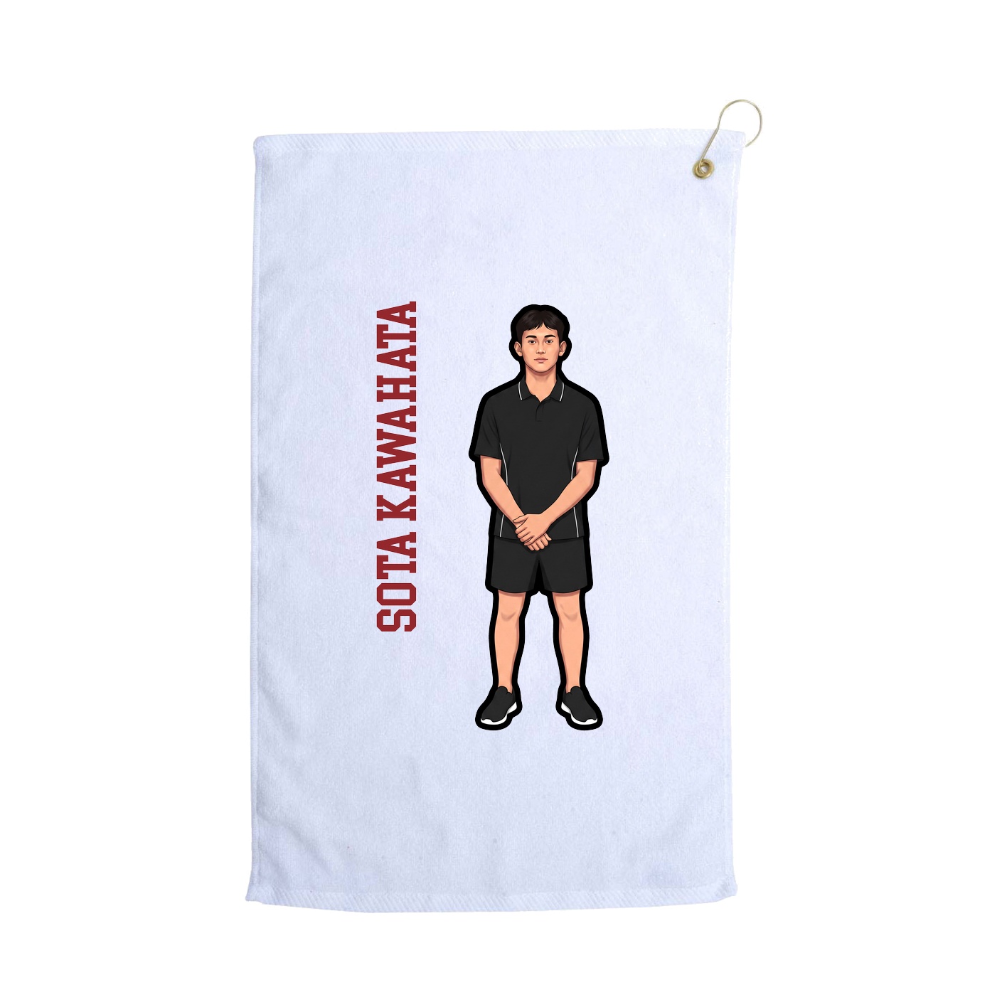 Golf Towel — Name Vertical in White