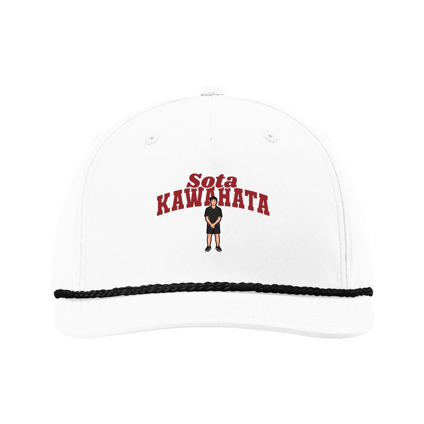 Five-Panel Classic Rope Cap — Signature Arch in White