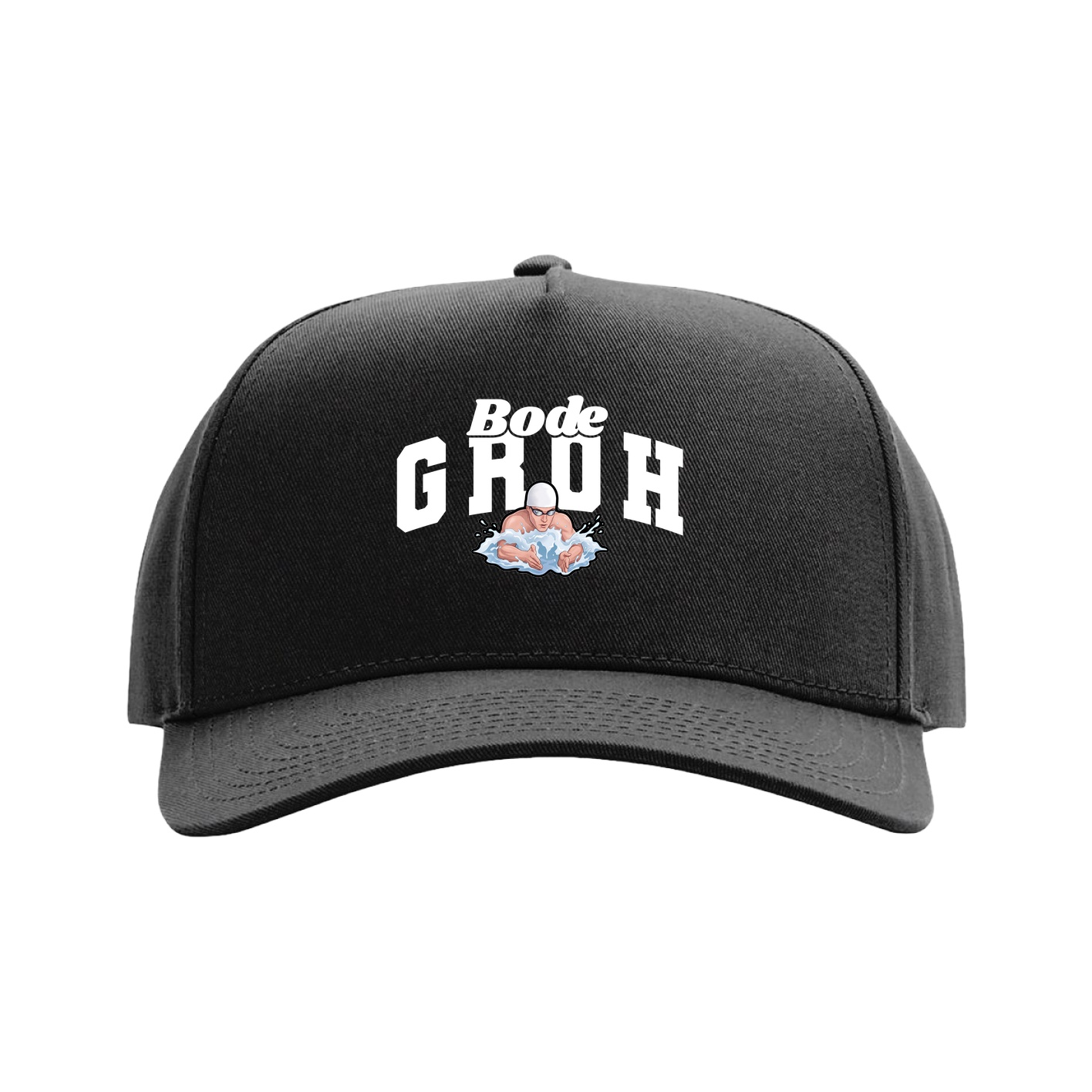Full Fabric Five-Panel Champ Cap — Signature Arch in Black