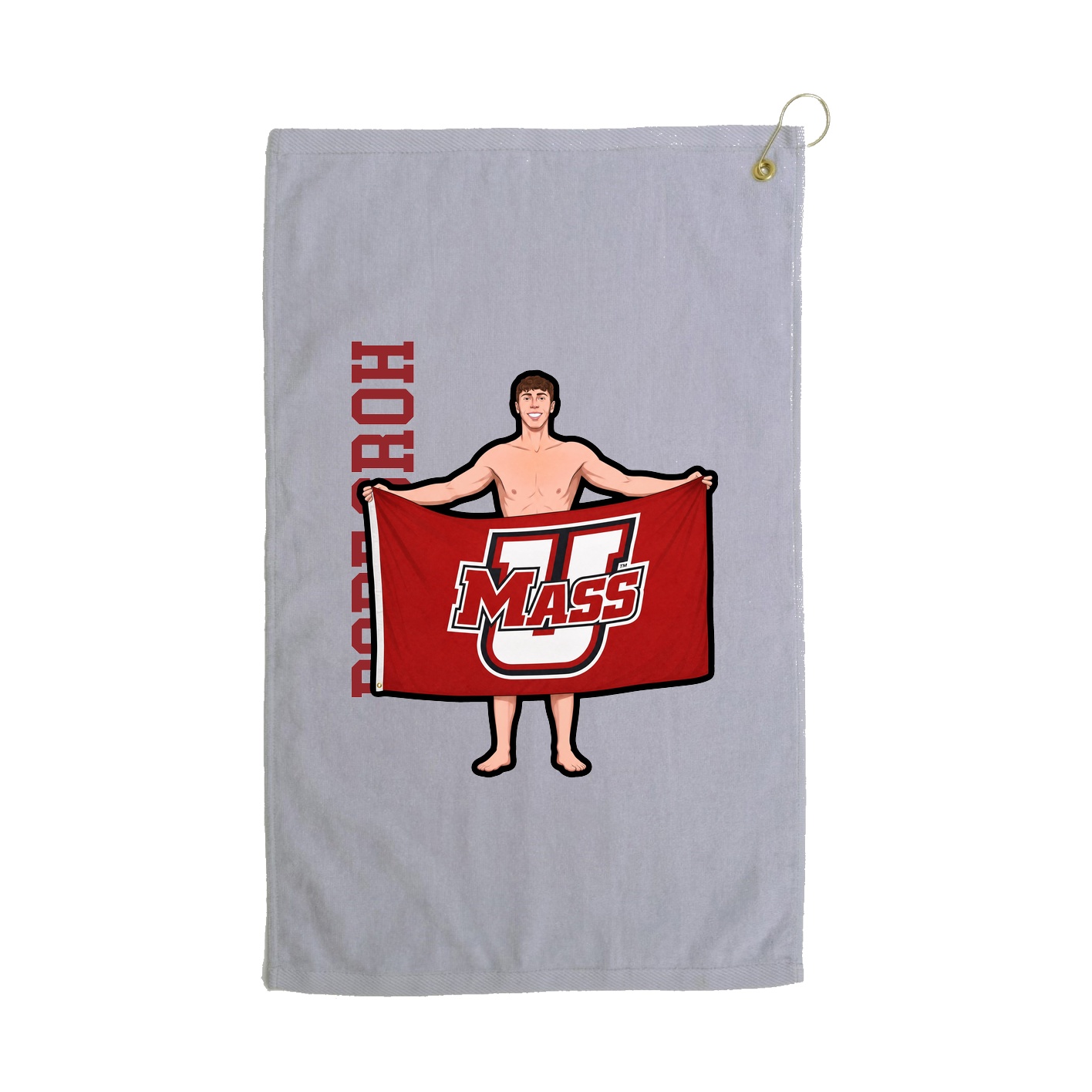 Golf Towel — Name Vertical in Grey