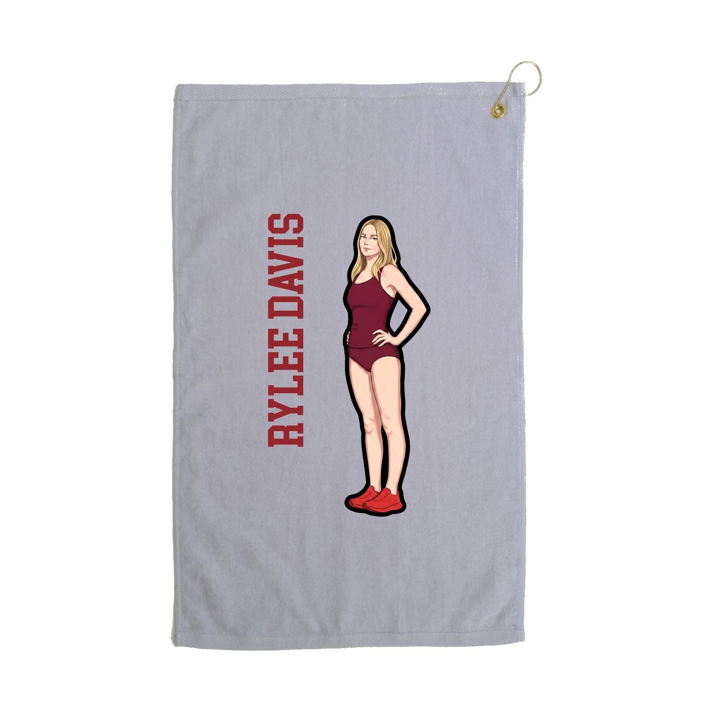 Golf Towel — Name Vertical in Grey