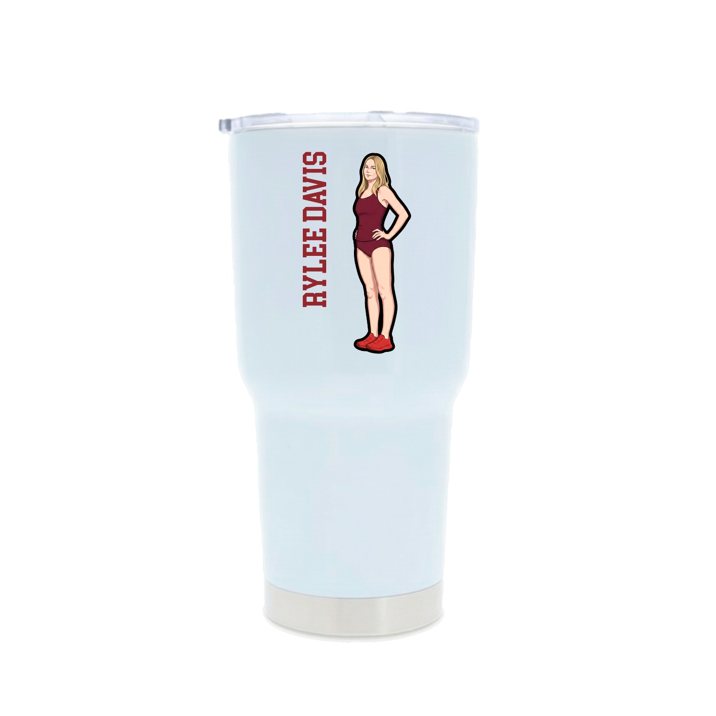 30oz Stainless Steel Tumbler — Name Vertical in White