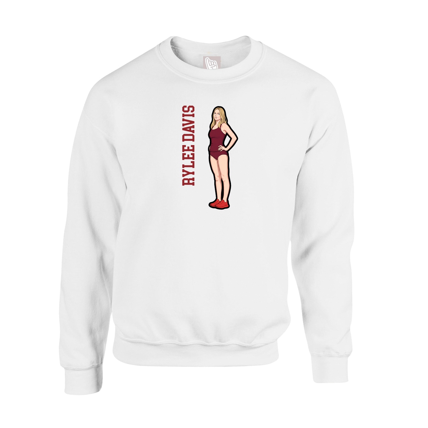 Fleece Crew — Name Vertical in White