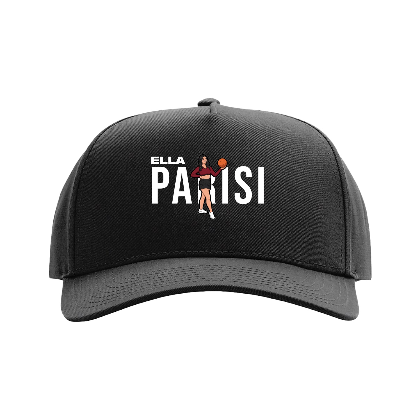 Full Fabric Five-Panel Champ Cap — Player Name in Black
