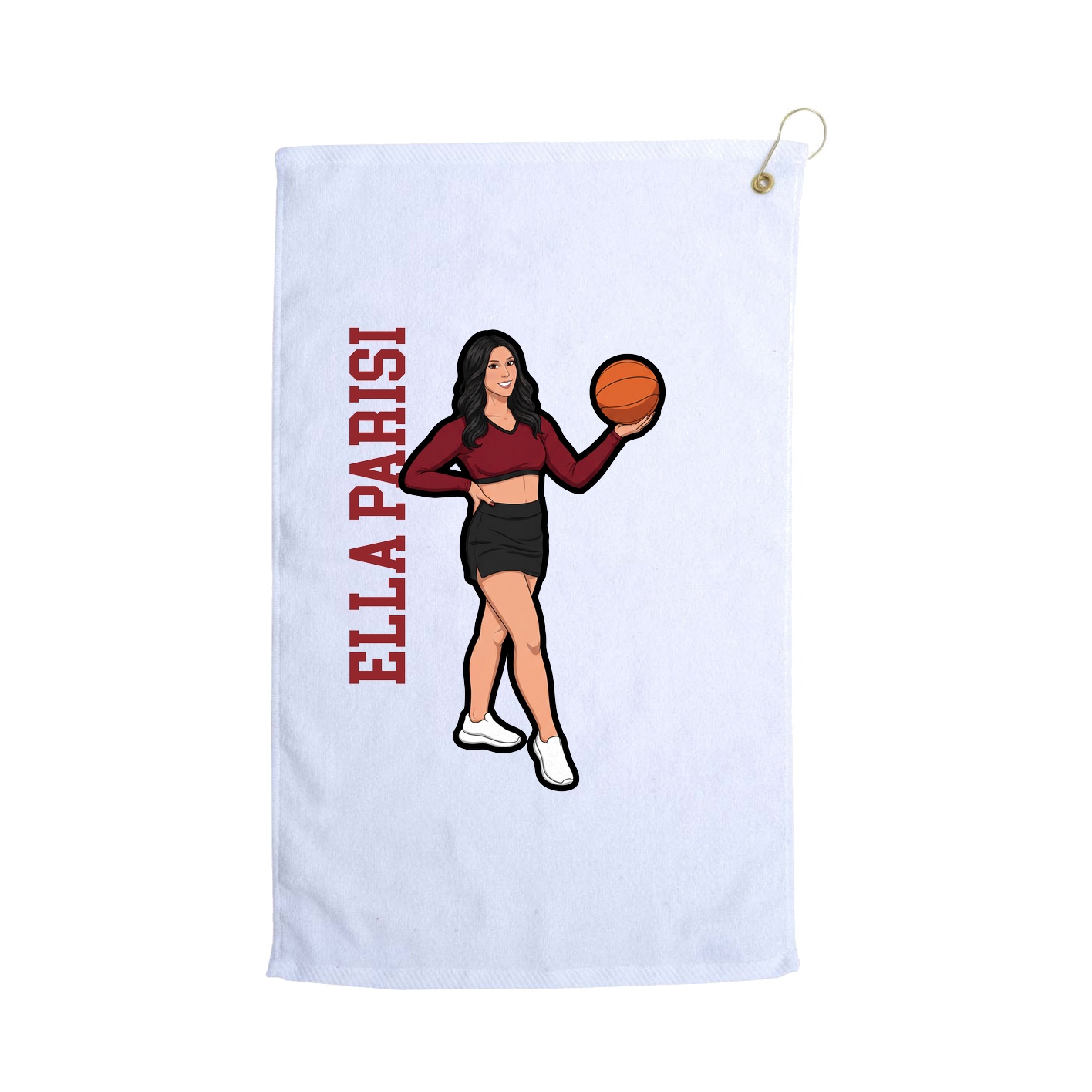 Golf Towel — Name Vertical in White