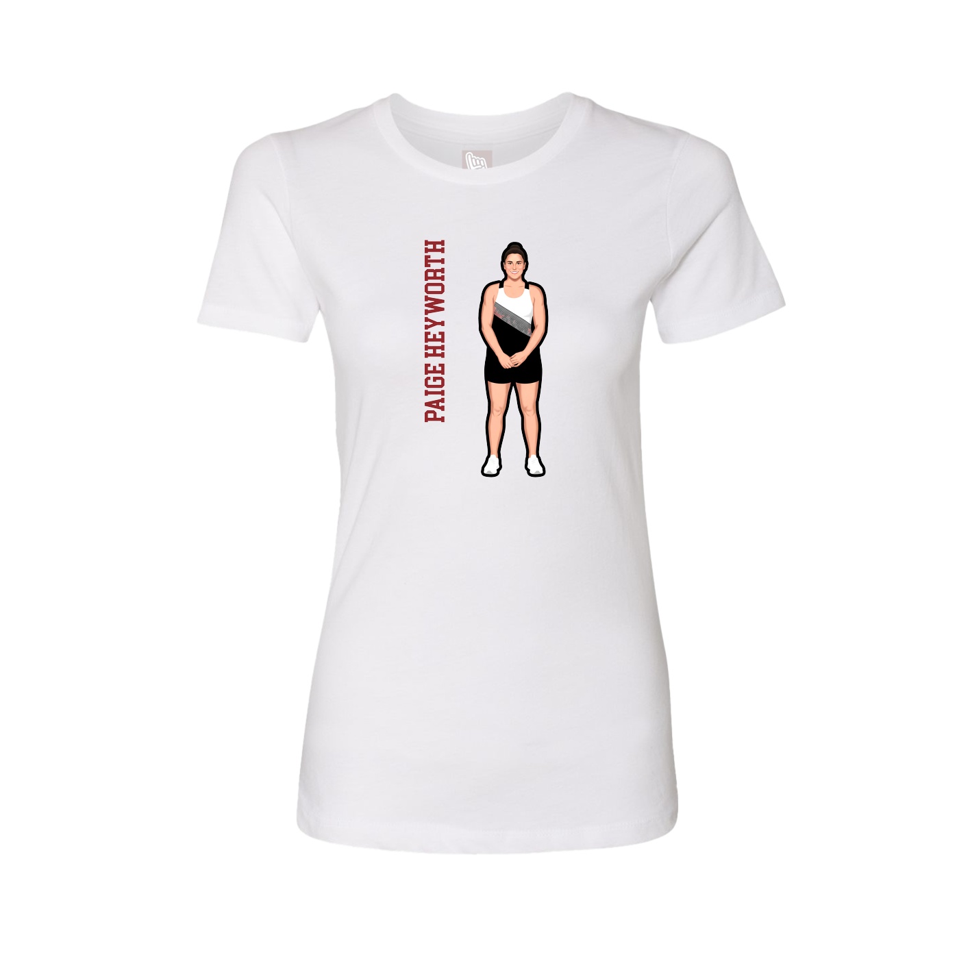 Fitted Women's Tee — Name Vertical in White