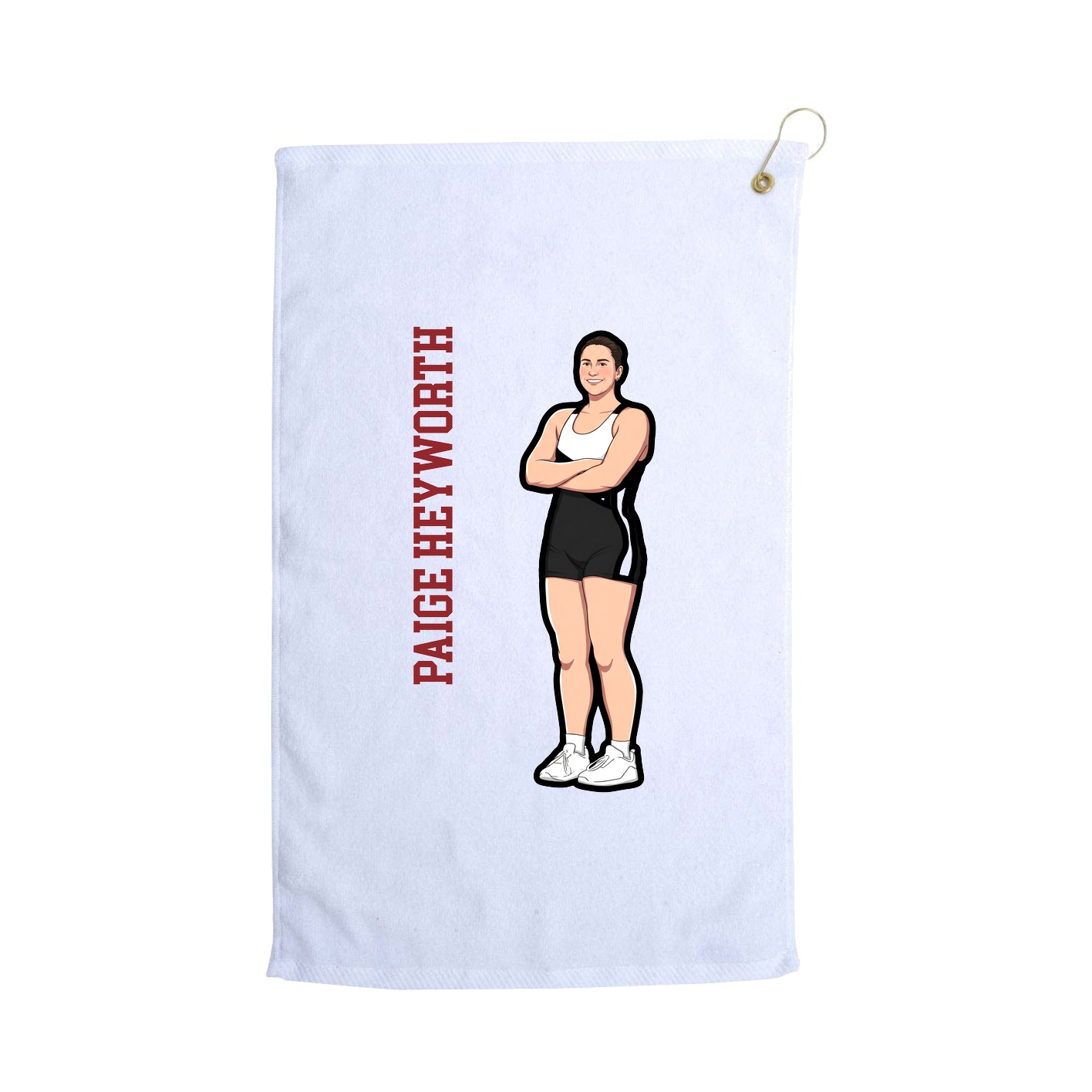 Golf Towel — Name Vertical in White