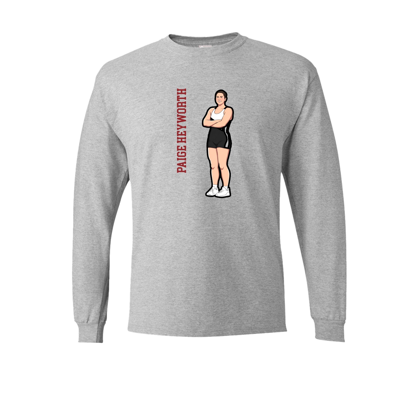Long Sleeve Tee — Name Vertical in Grey