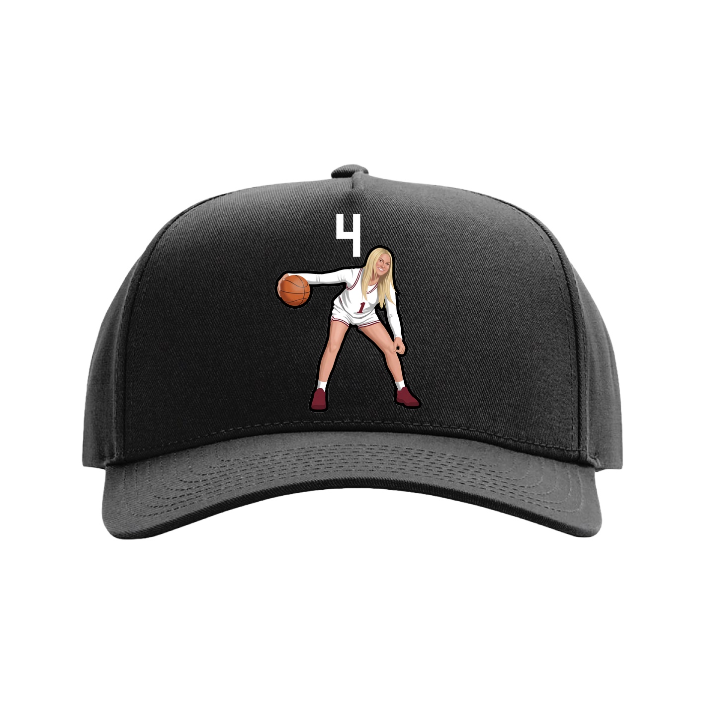 Full Fabric Five-Panel Champ Cap — Number Top in Black