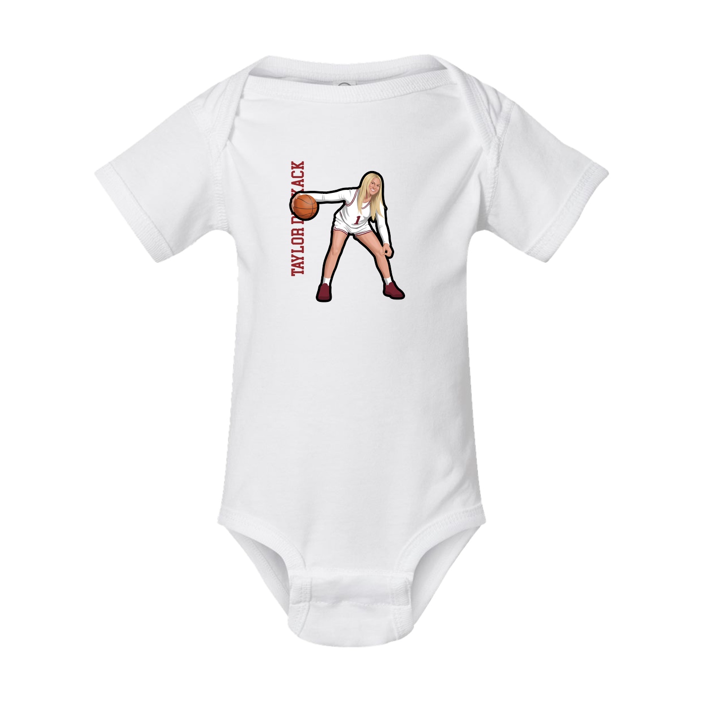 Baby Onesie — Name Vertical in White