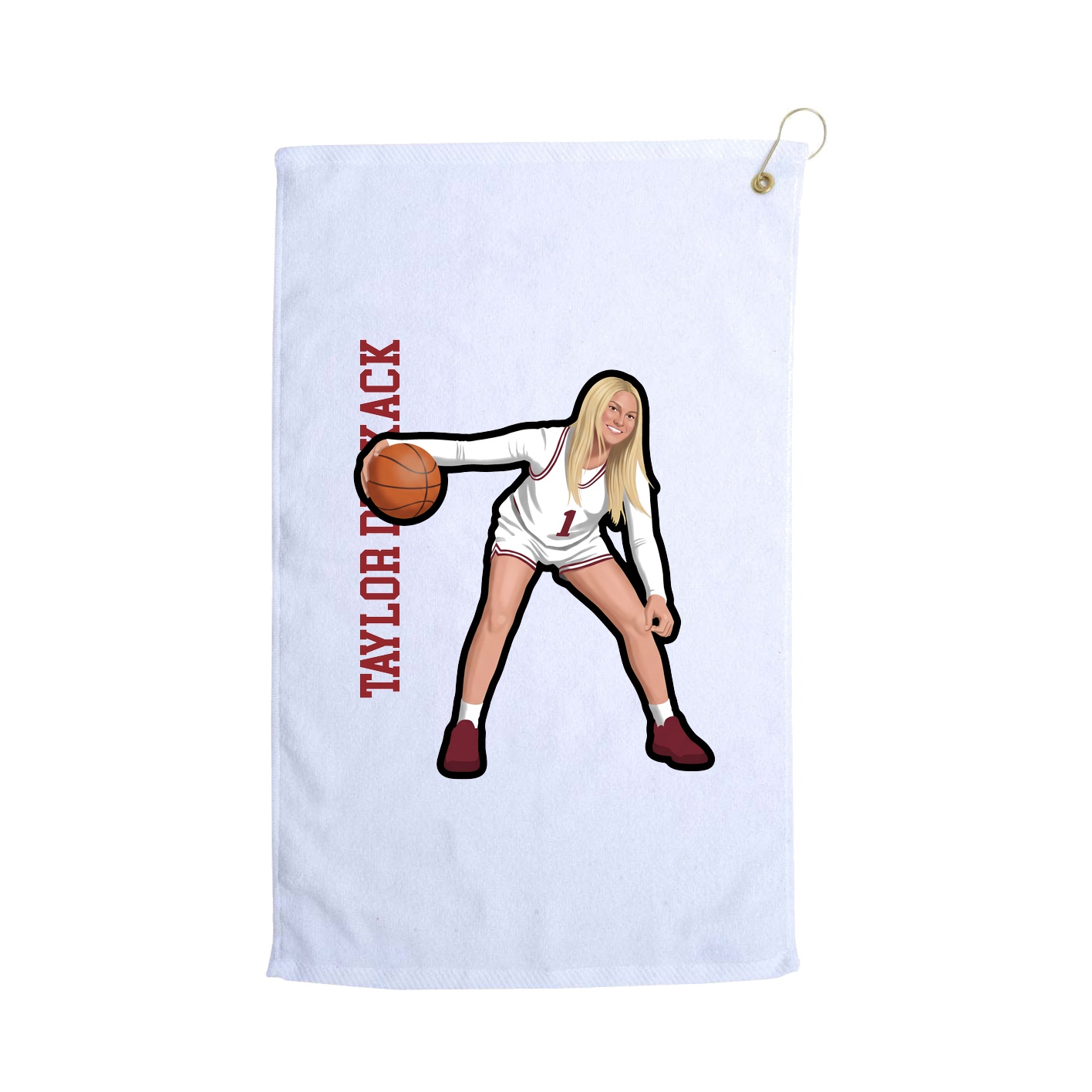 Golf Towel — Name Vertical in White
