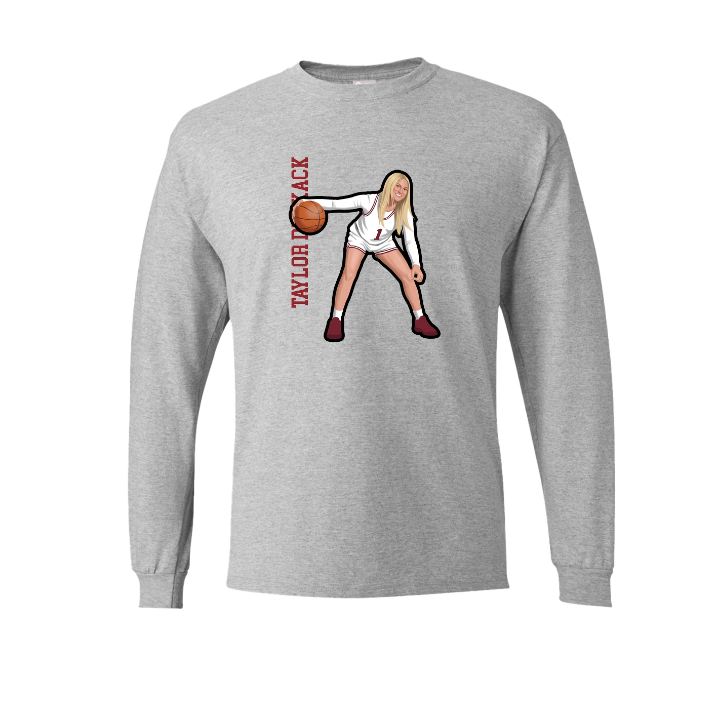Long Sleeve Tee — Name Vertical in Grey