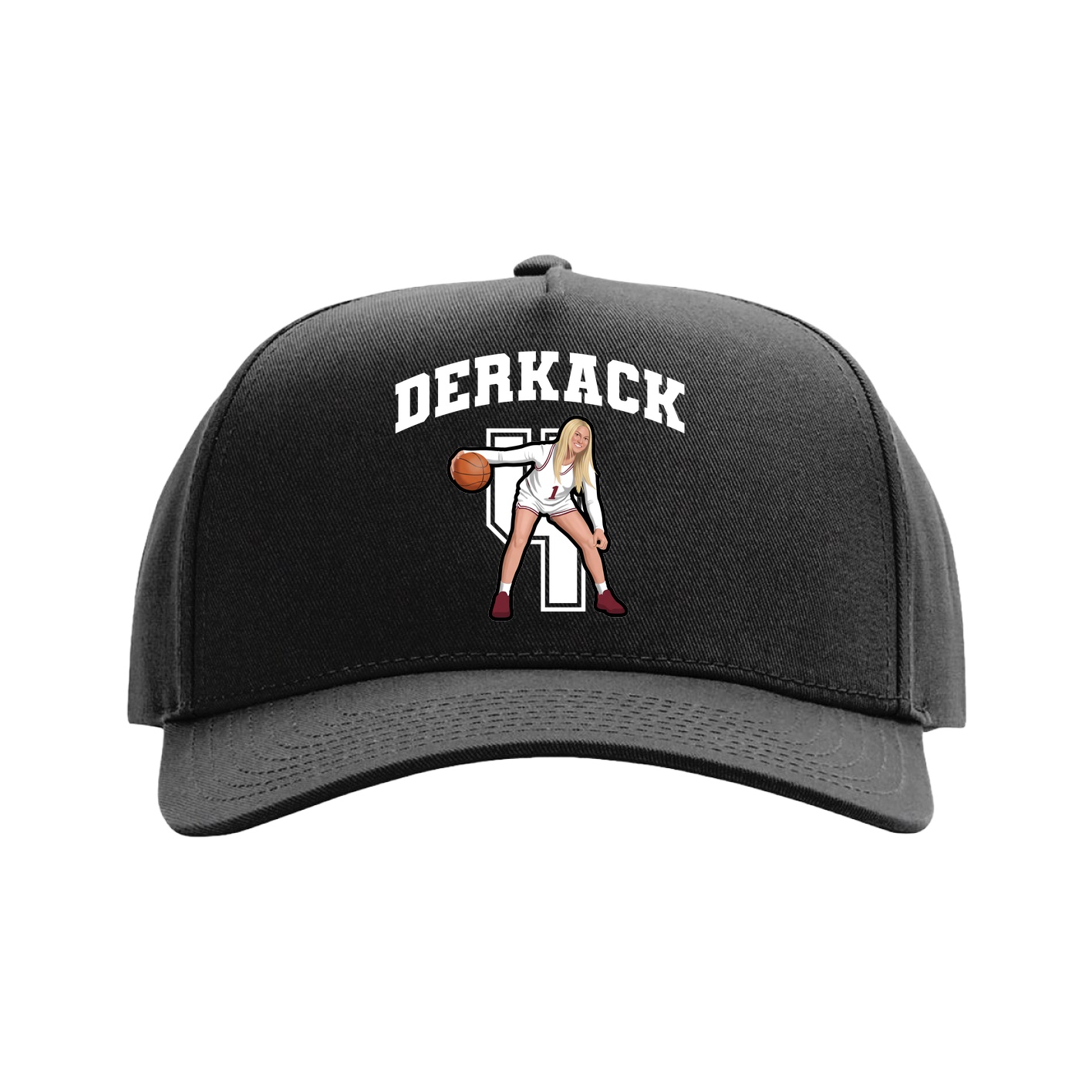 Full Fabric Five-Panel Champ Cap — Number in Black
