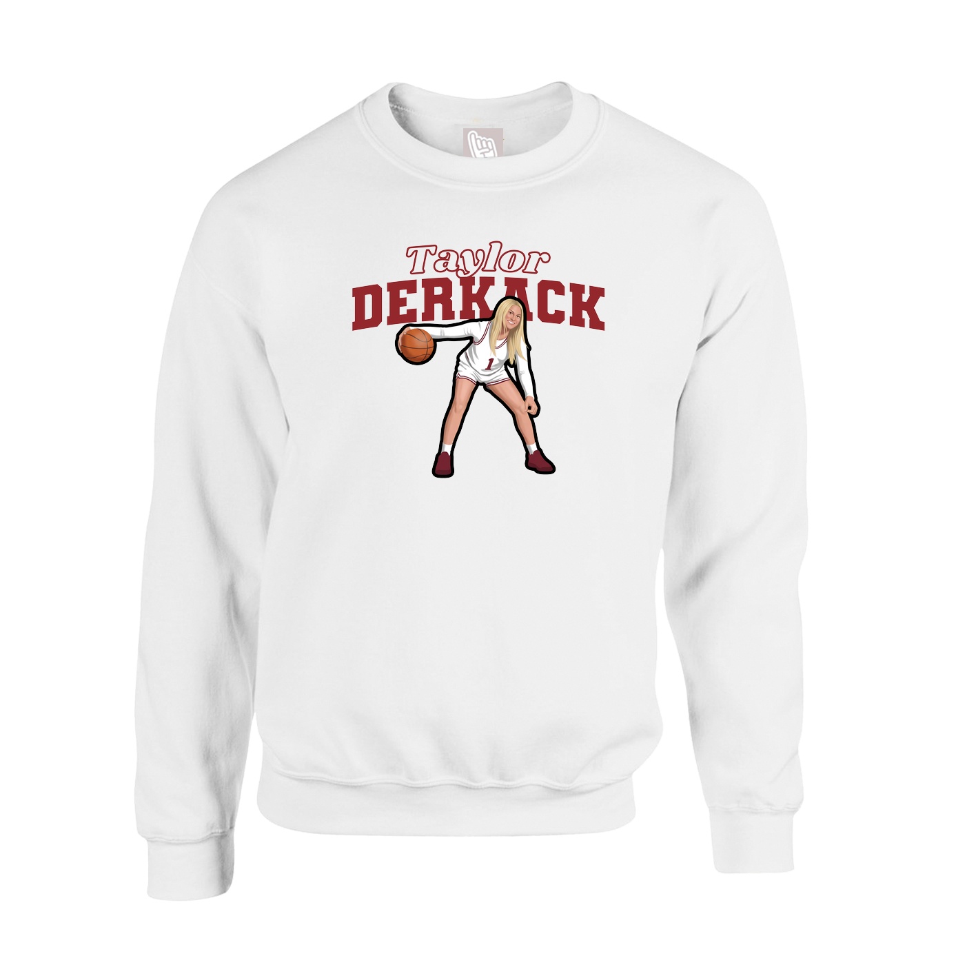 Fleece Crew — Name Arch in White