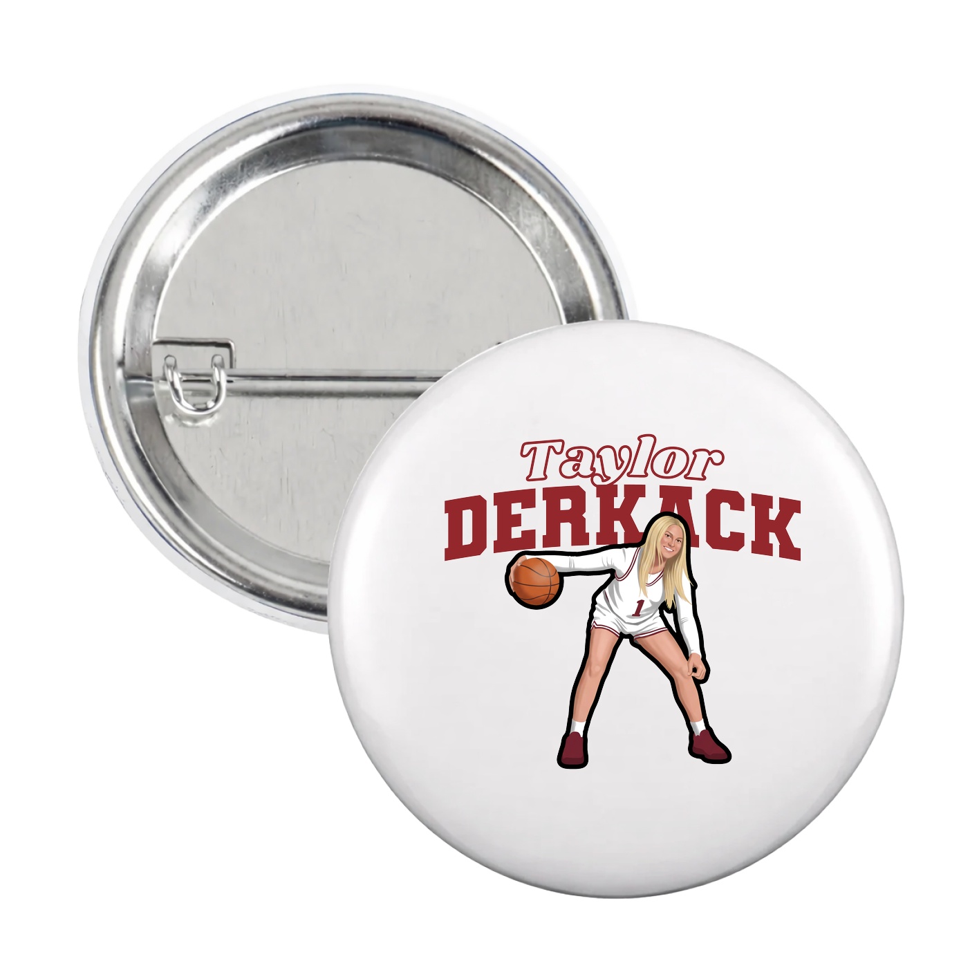 Game Day Button — Name Arch in White