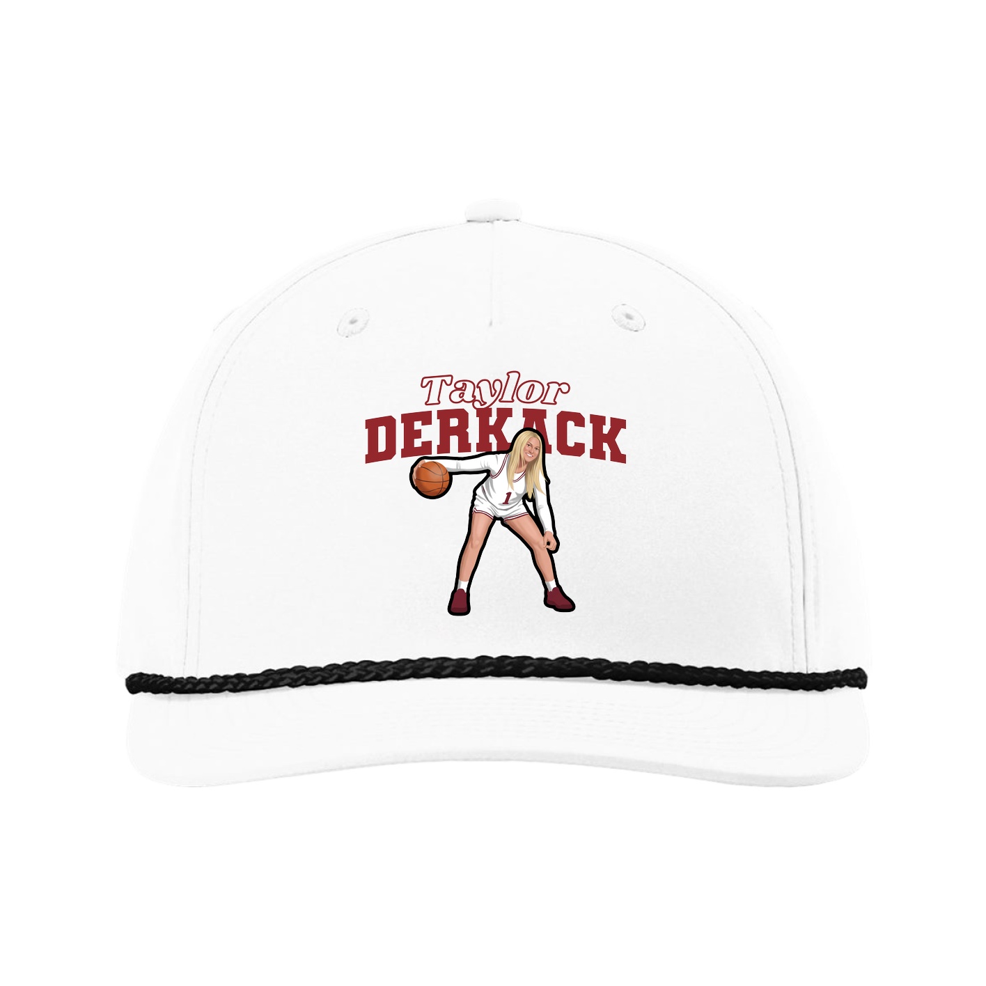Five-Panel Classic Rope Cap — Name Arch in White