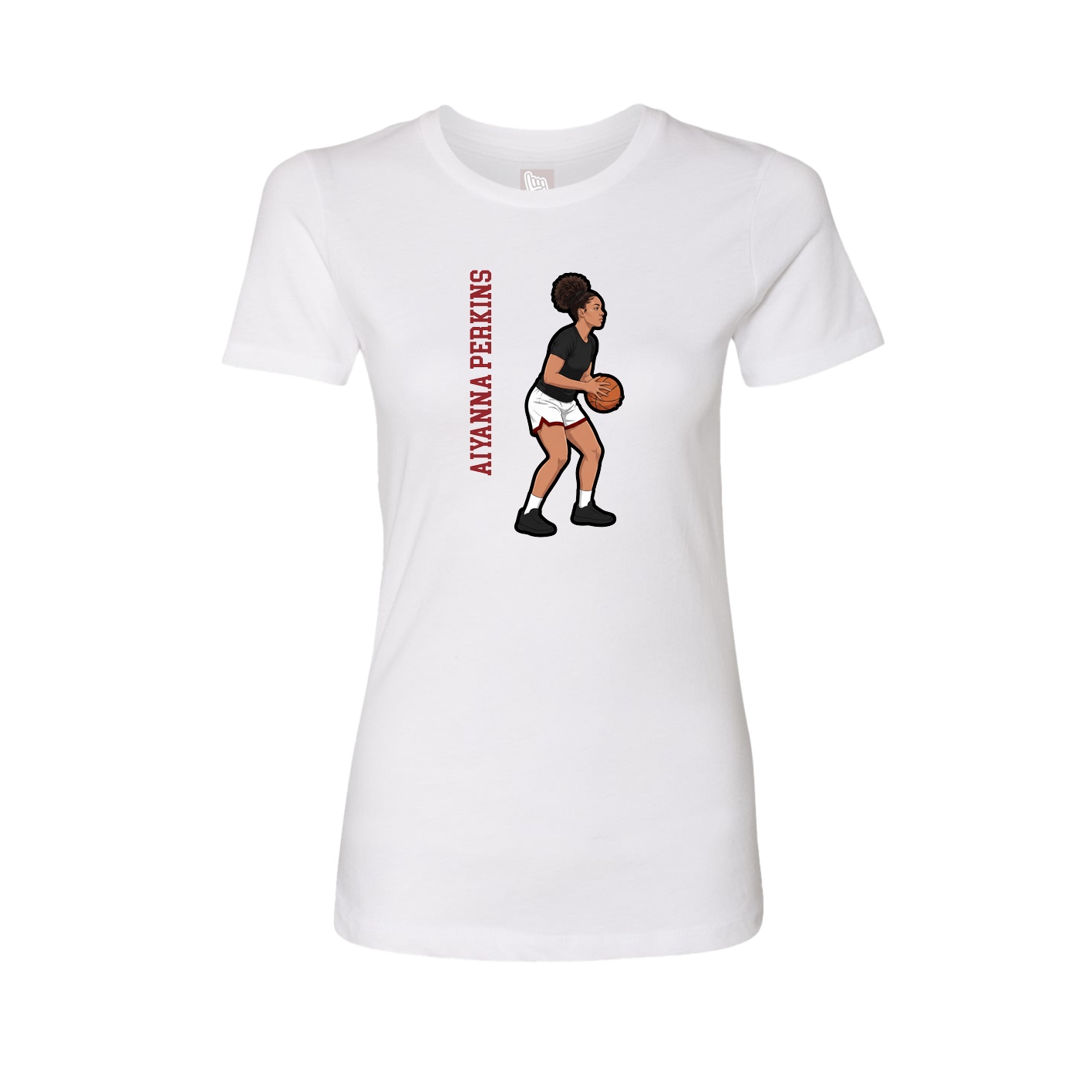 Fitted Women's Tee — Name Vertical in White